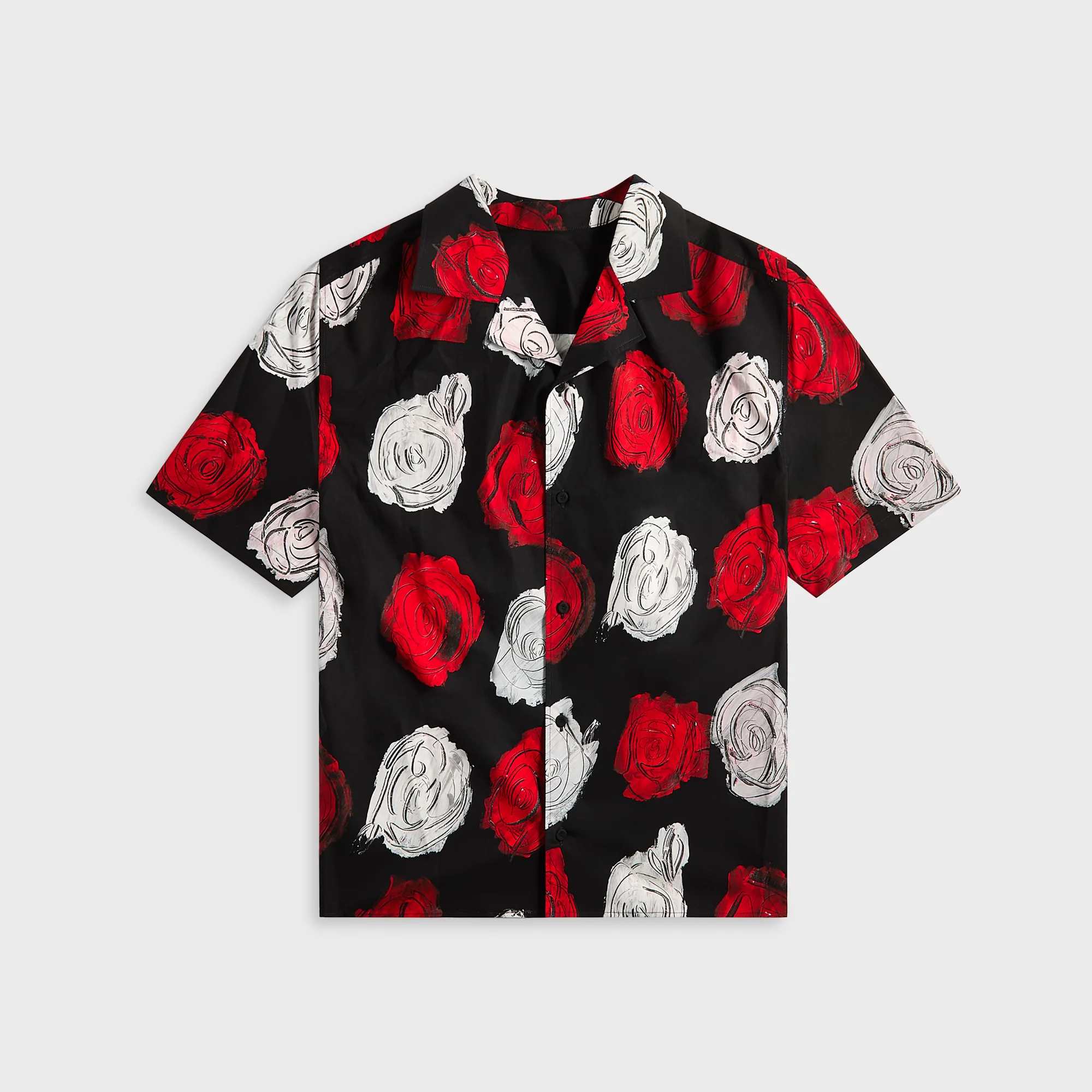Medium Roses Compact Cotton Short Sleeved Bowling Shirt
