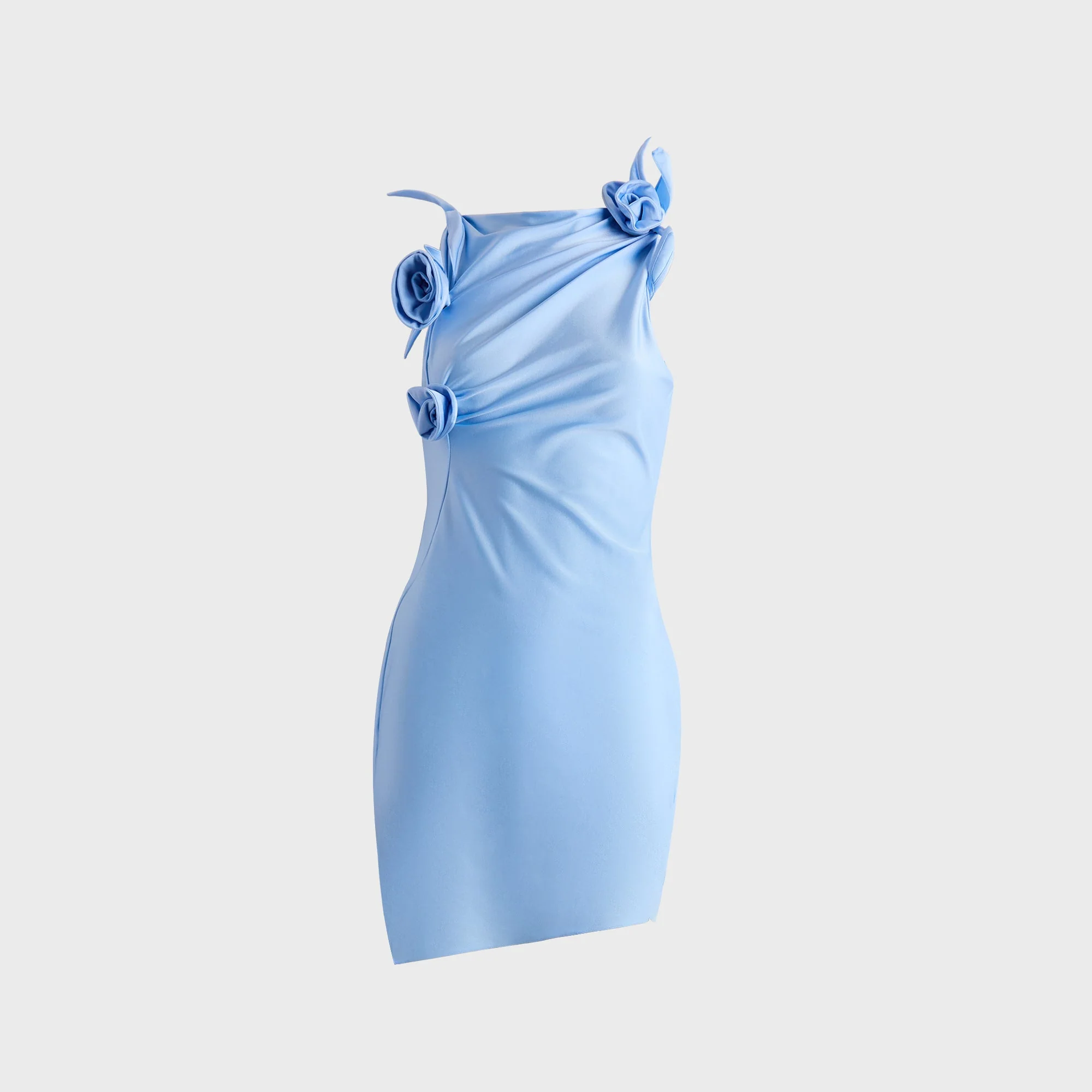 Asymmetric Flower Mini Dress