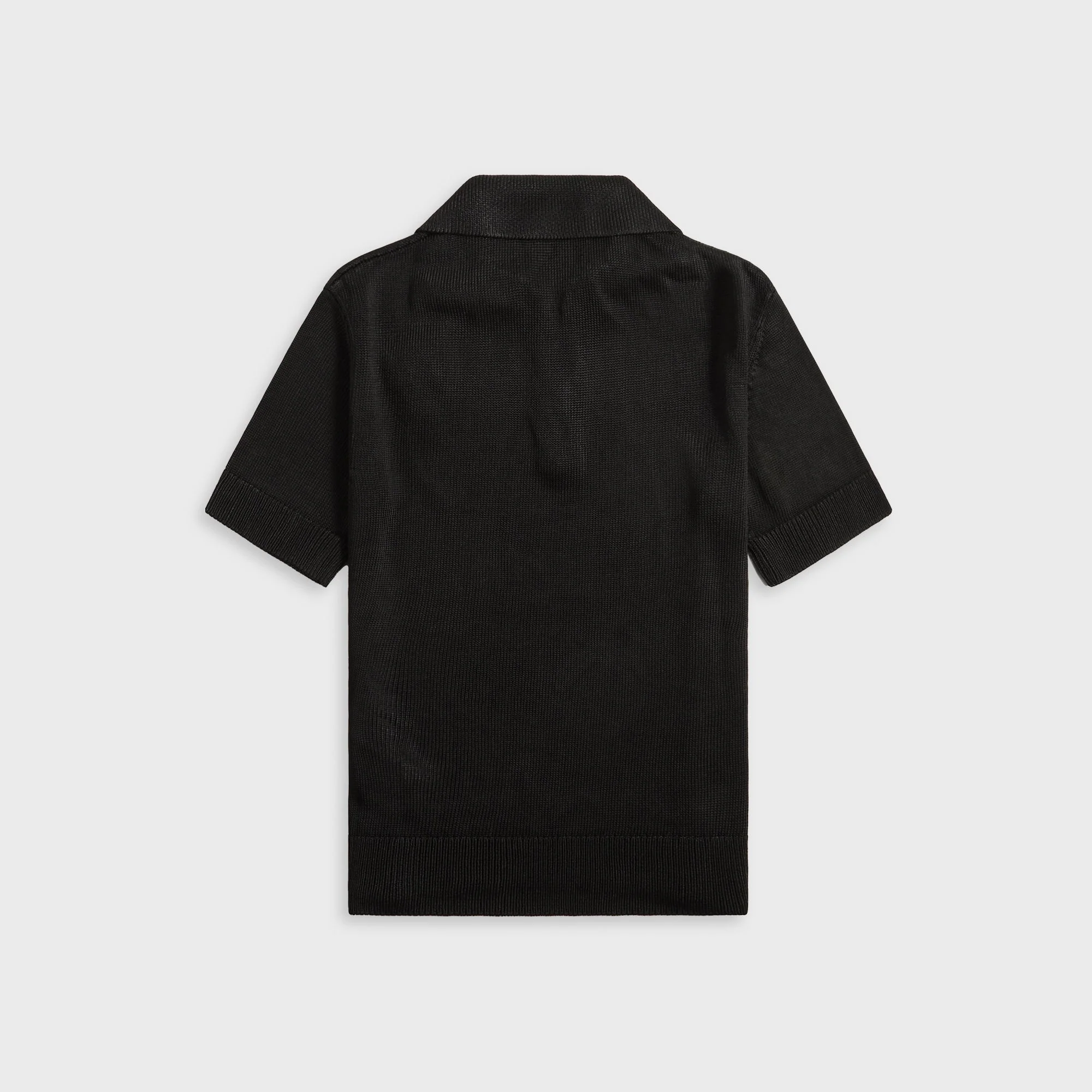 Knitted Polo Shirt With Crochet Flower