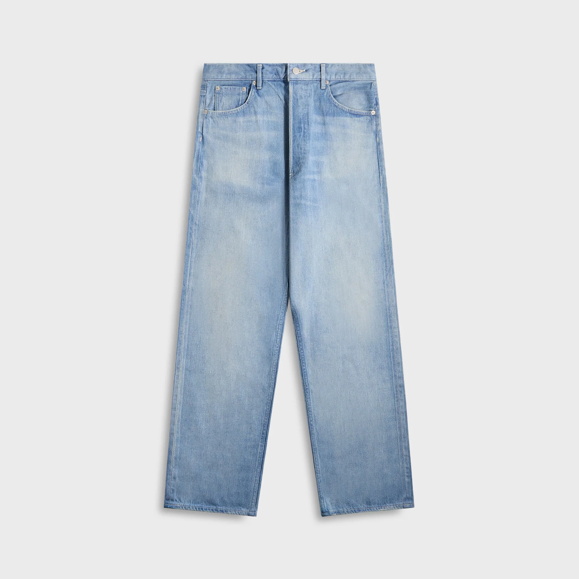 Selvedge Faded Light Denim Wide Pants
