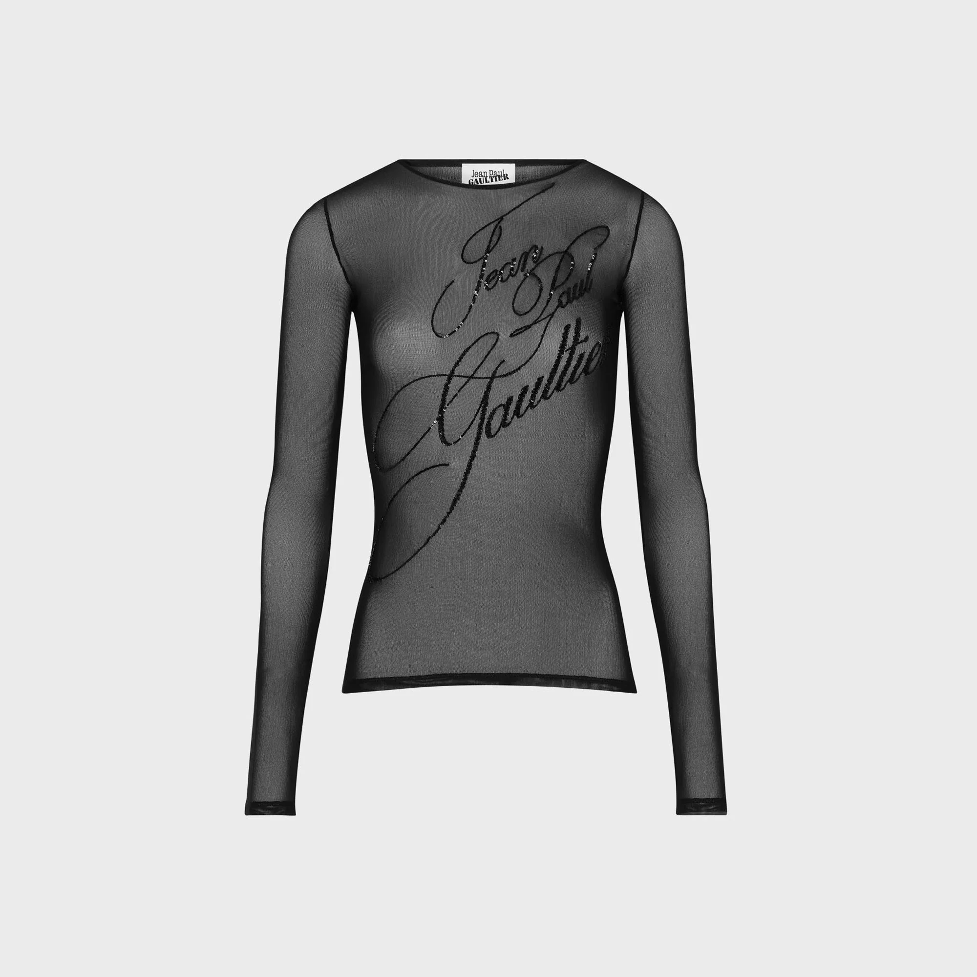 Mesh Long Sleeves Top With Sequins Embroidery