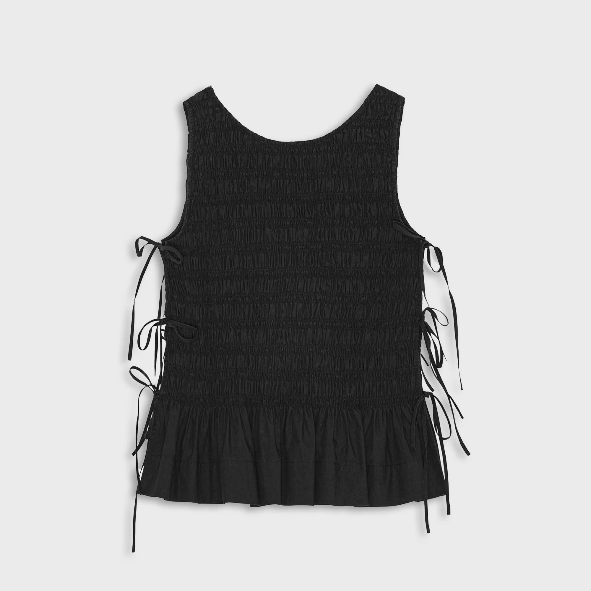 Cotton Poplin Smock Tie String Top