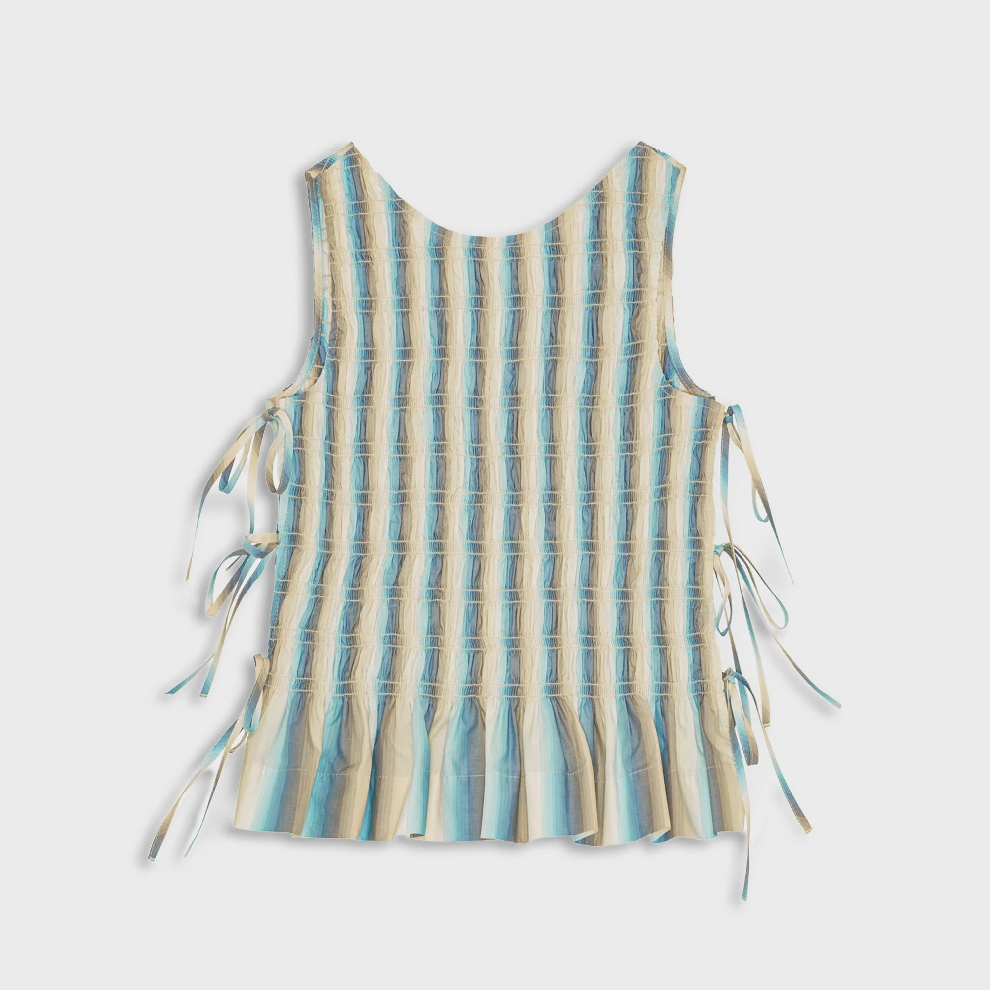 Ombre Stripe Smock Tie String Top