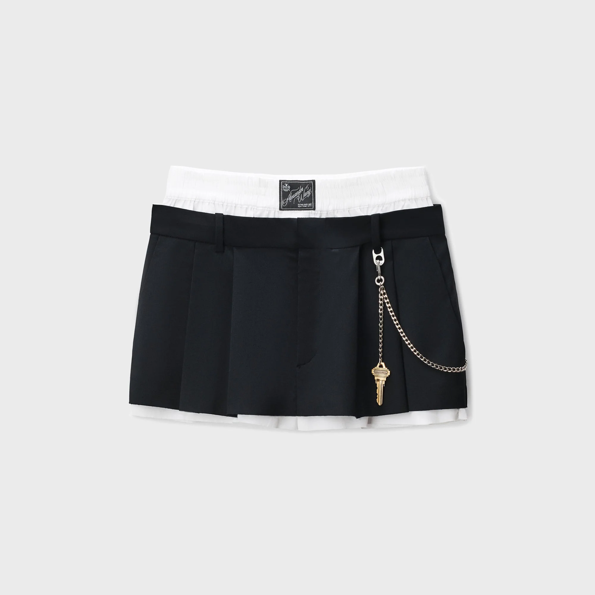 Pre-Styled Pleated Skort with Chain