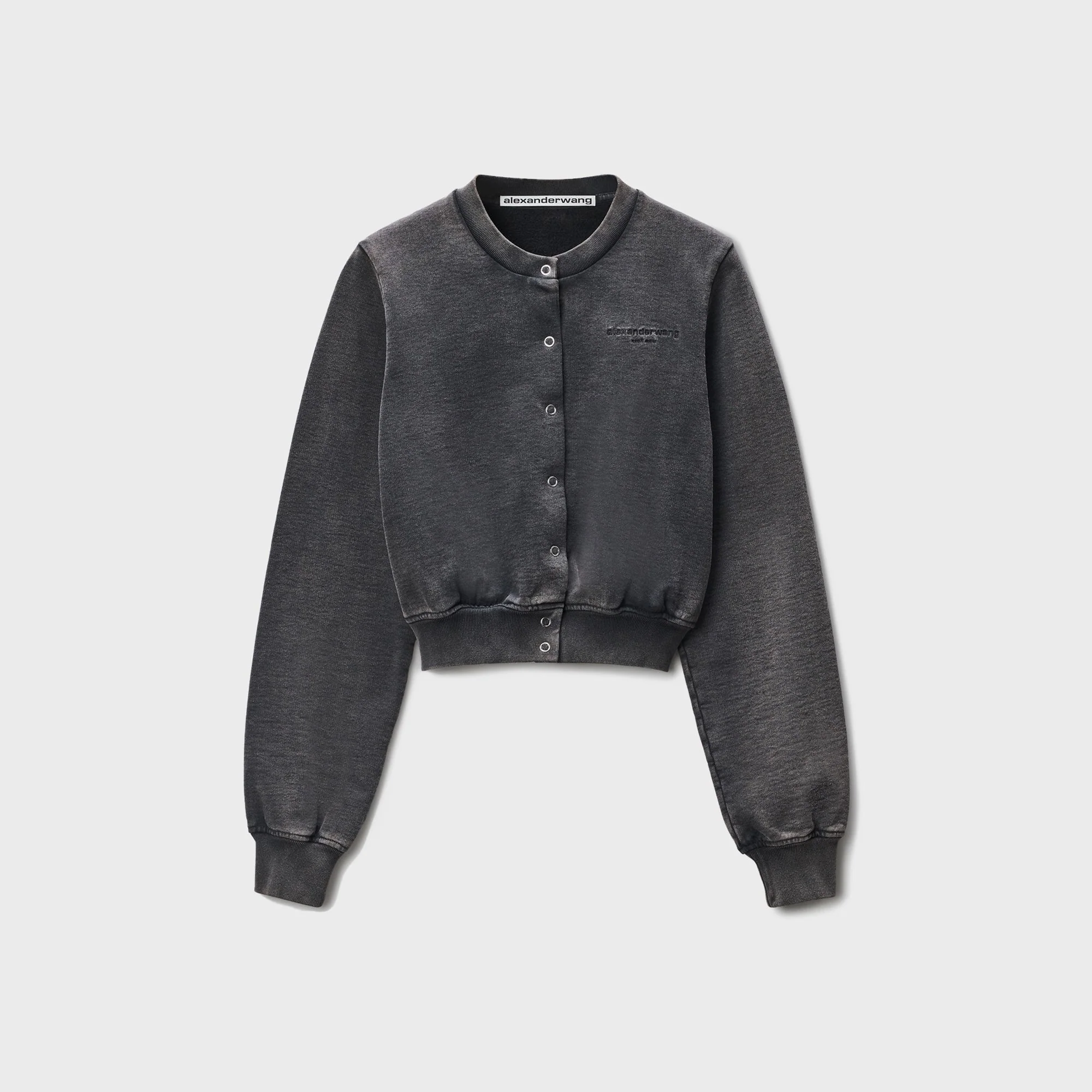 Shrunken Snap Cardigan Crewneck