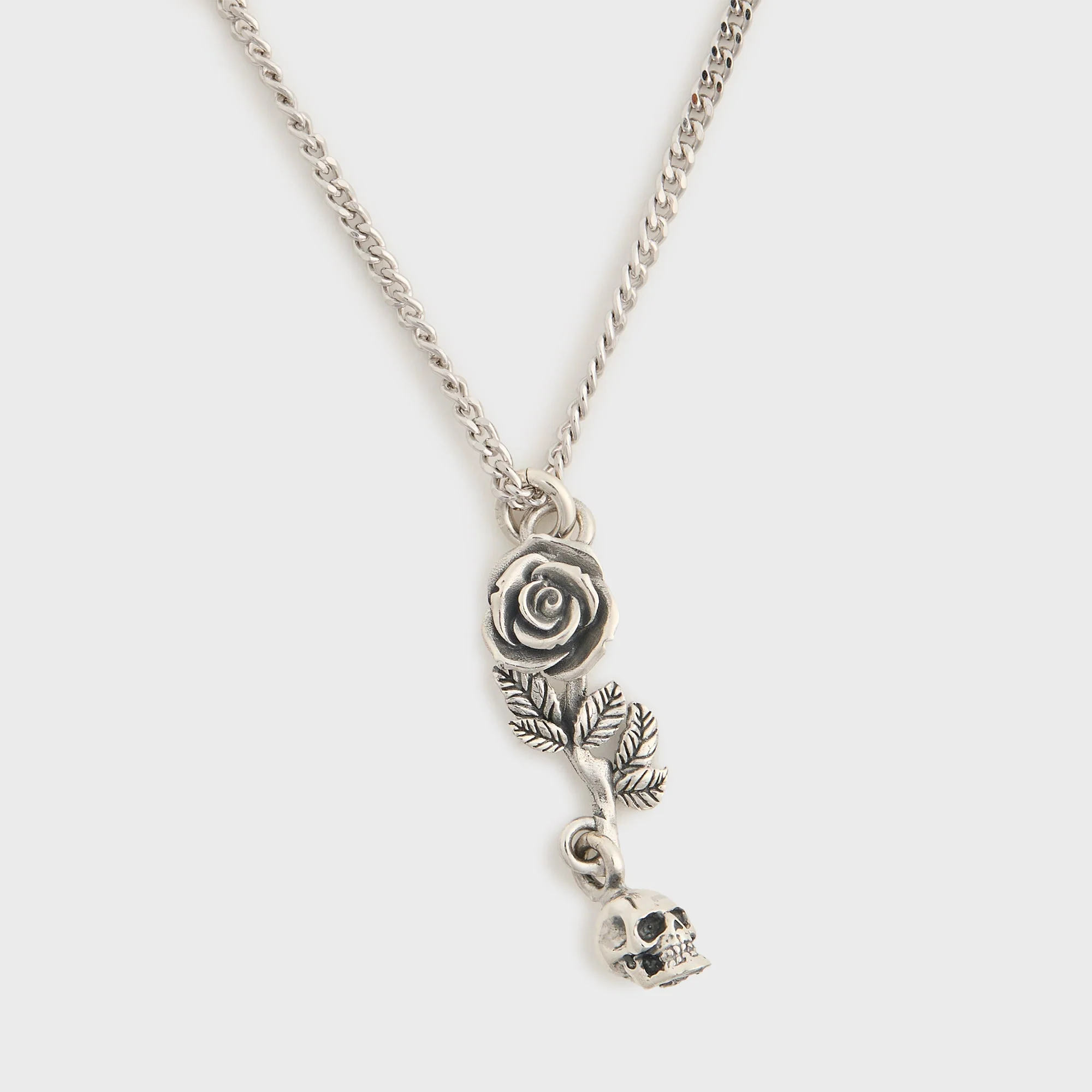 Rose And Skull Pendant Necklace