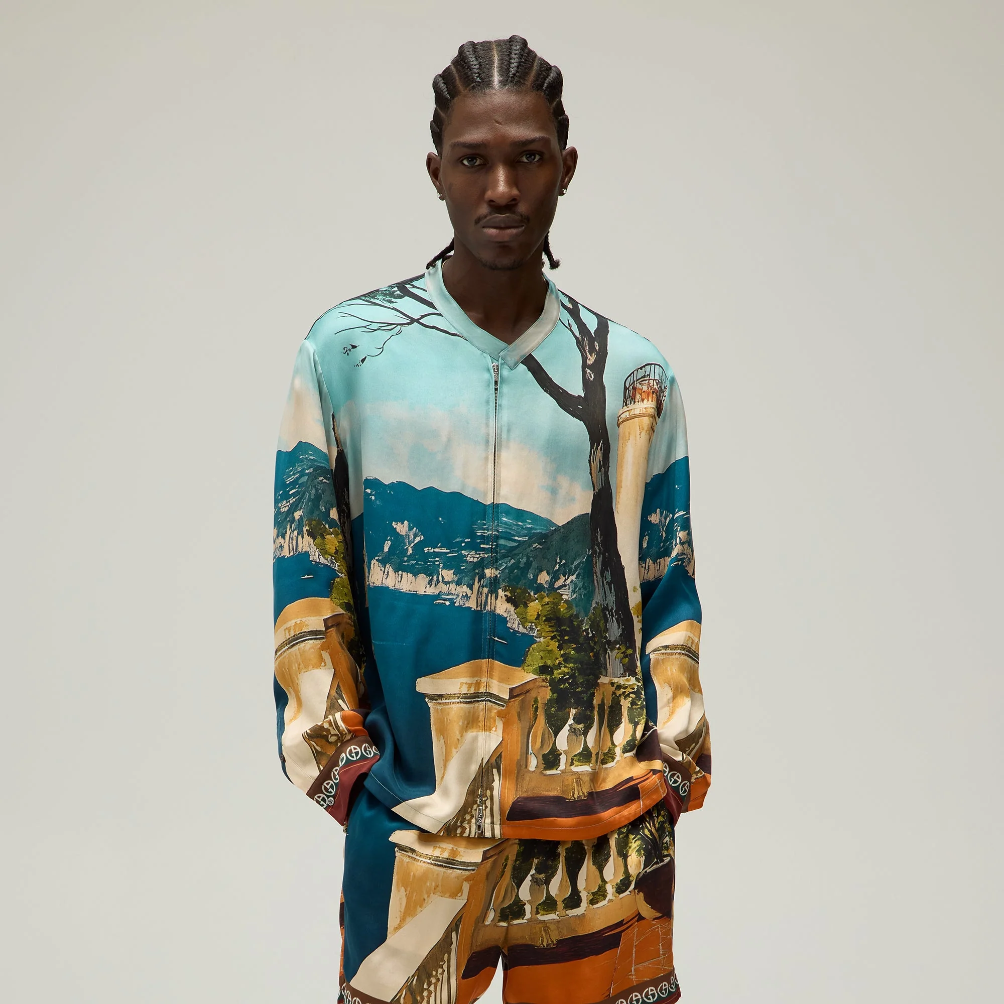 Giorgio Armani & Kith Capri Long Sleeve Zip-Up Shirt