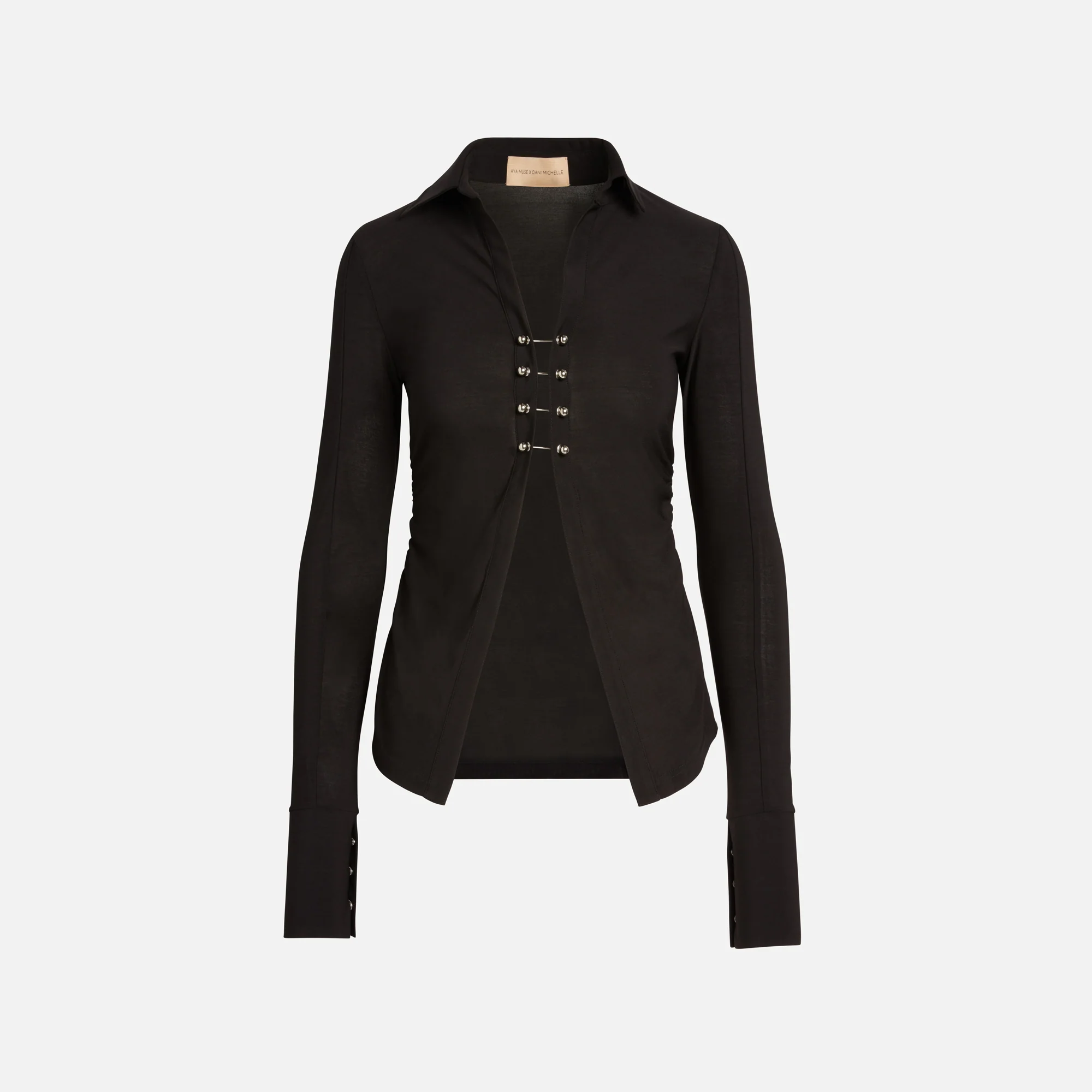 Metallic Front Closure Top