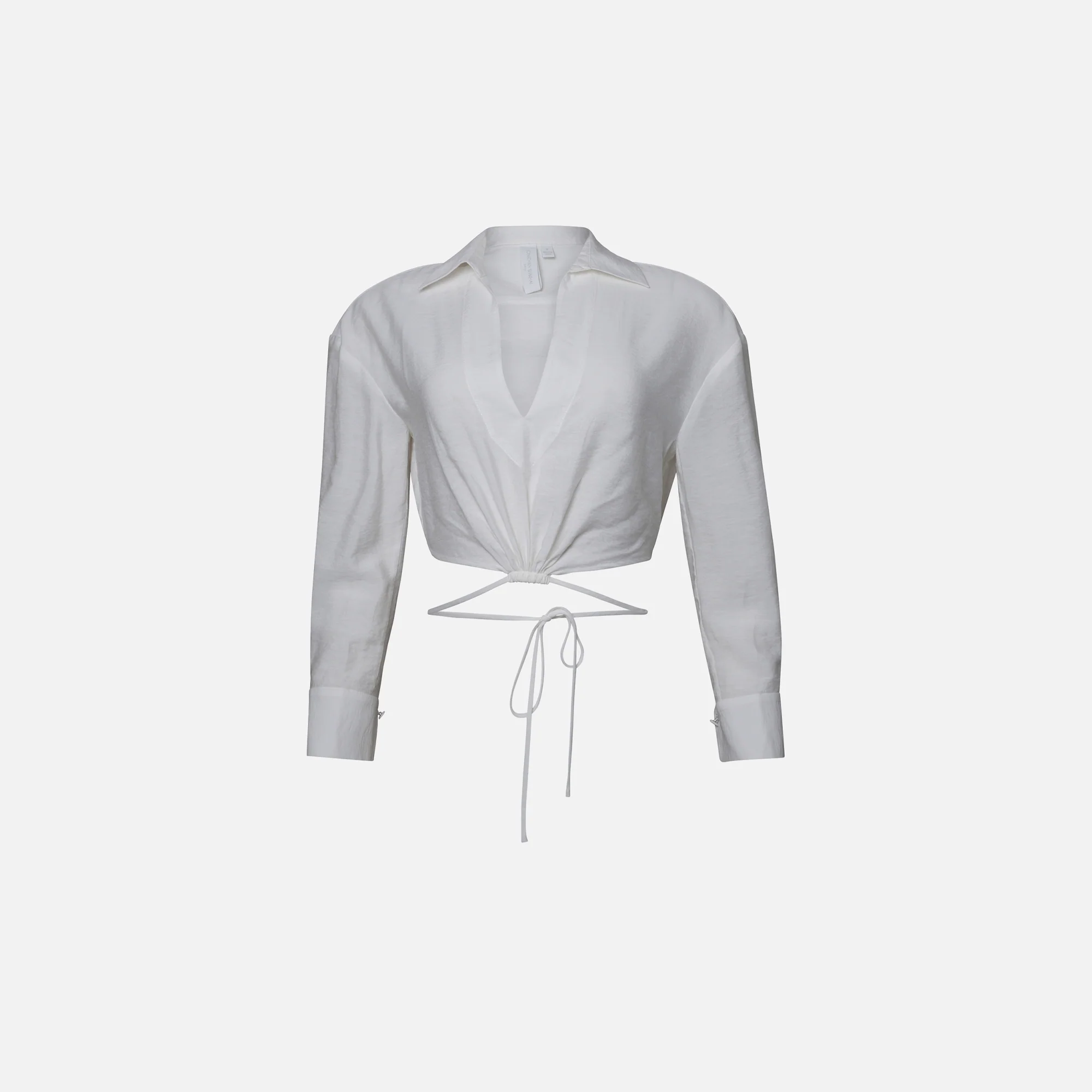 Jonathan Simkhai Mazzy Solid Strap Detail Crop Shirt