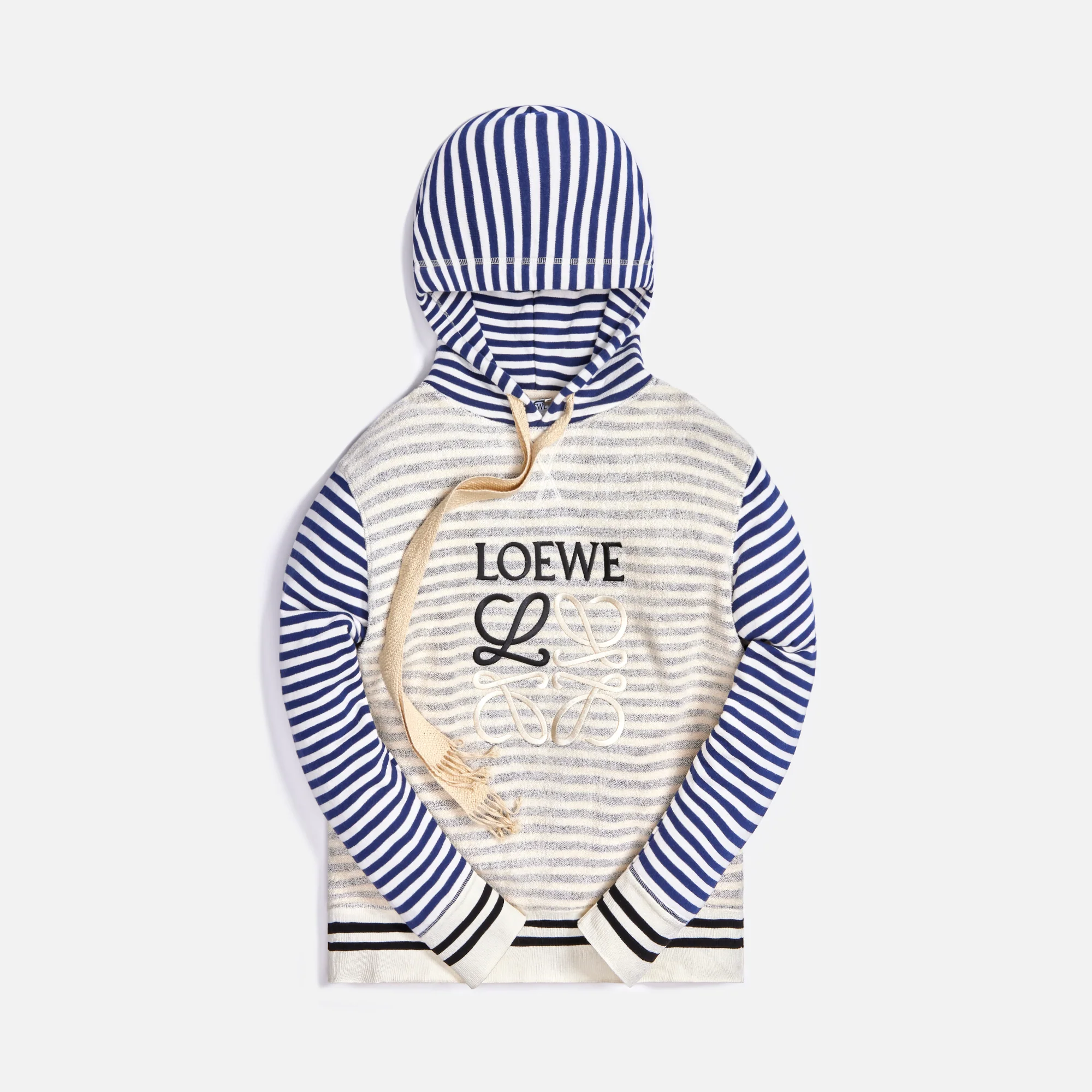 Reverse Fleece Anagram Striped Hoodie