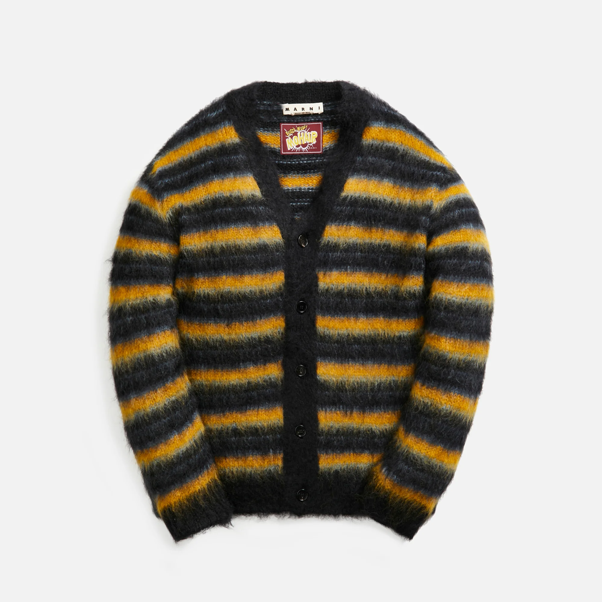 Iconic Brushed Mohair Stripe V-Neck Cardigan
