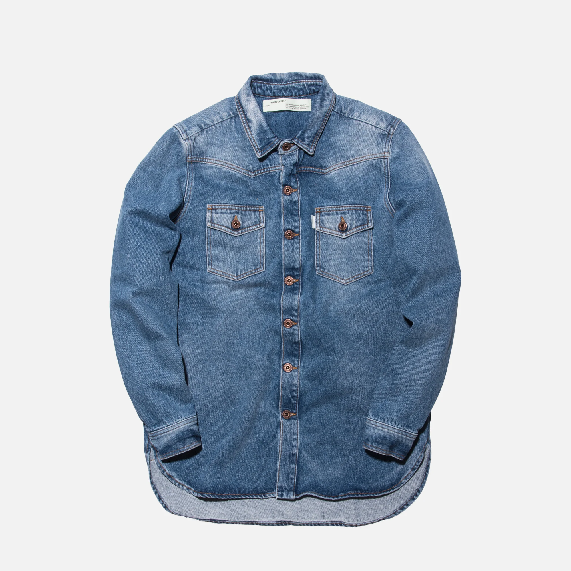 Diagonal Spray Denim Button-Up