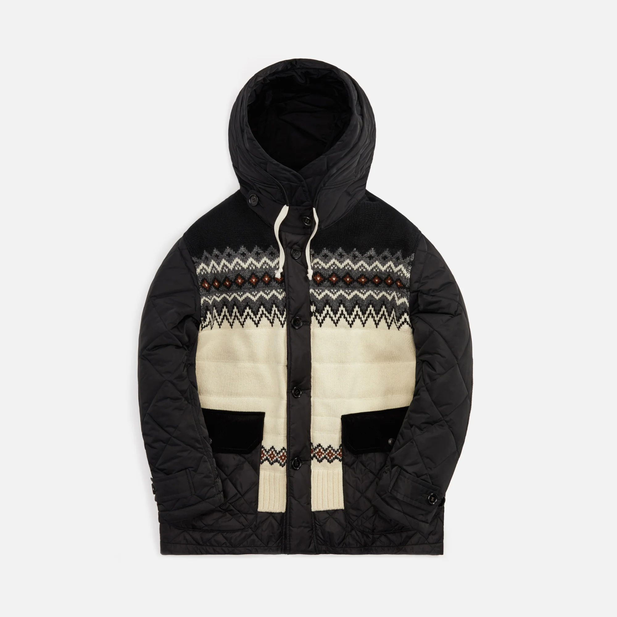 Polyester Twill x Wool Jacquard Coat
