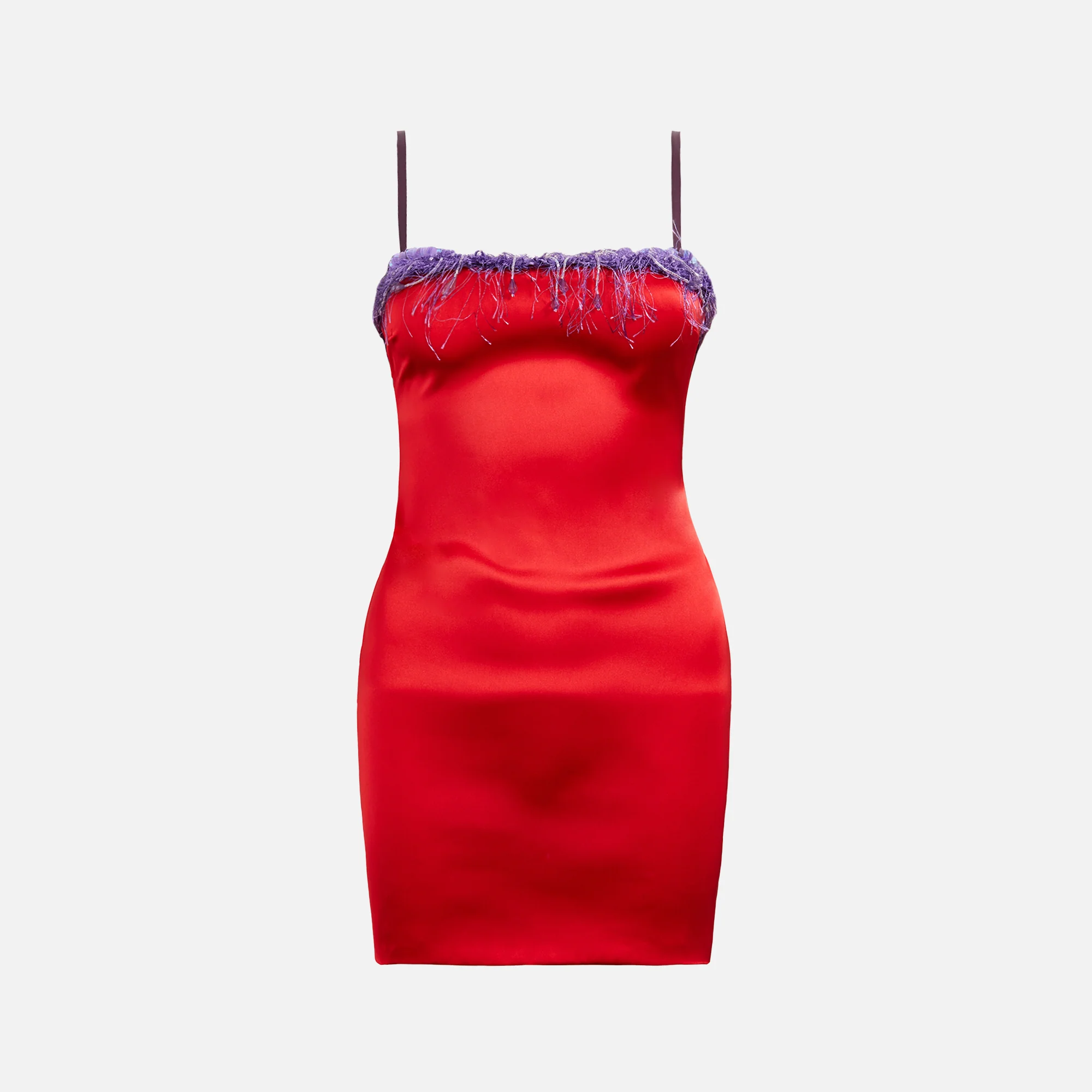 Satin Beaded Mini Dress