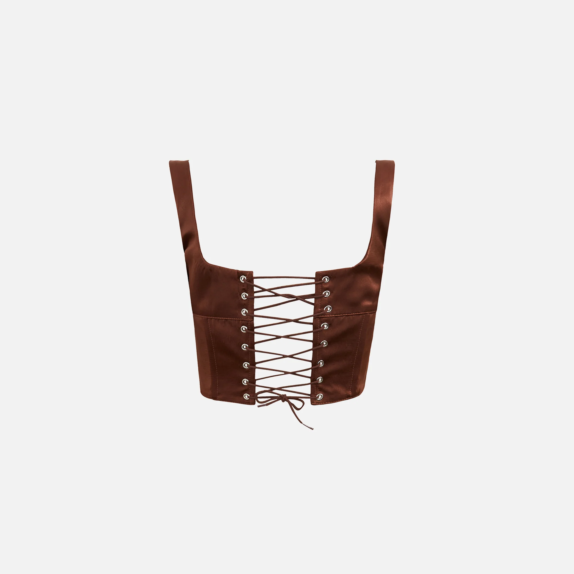 Satin Lace Up Bustier Top