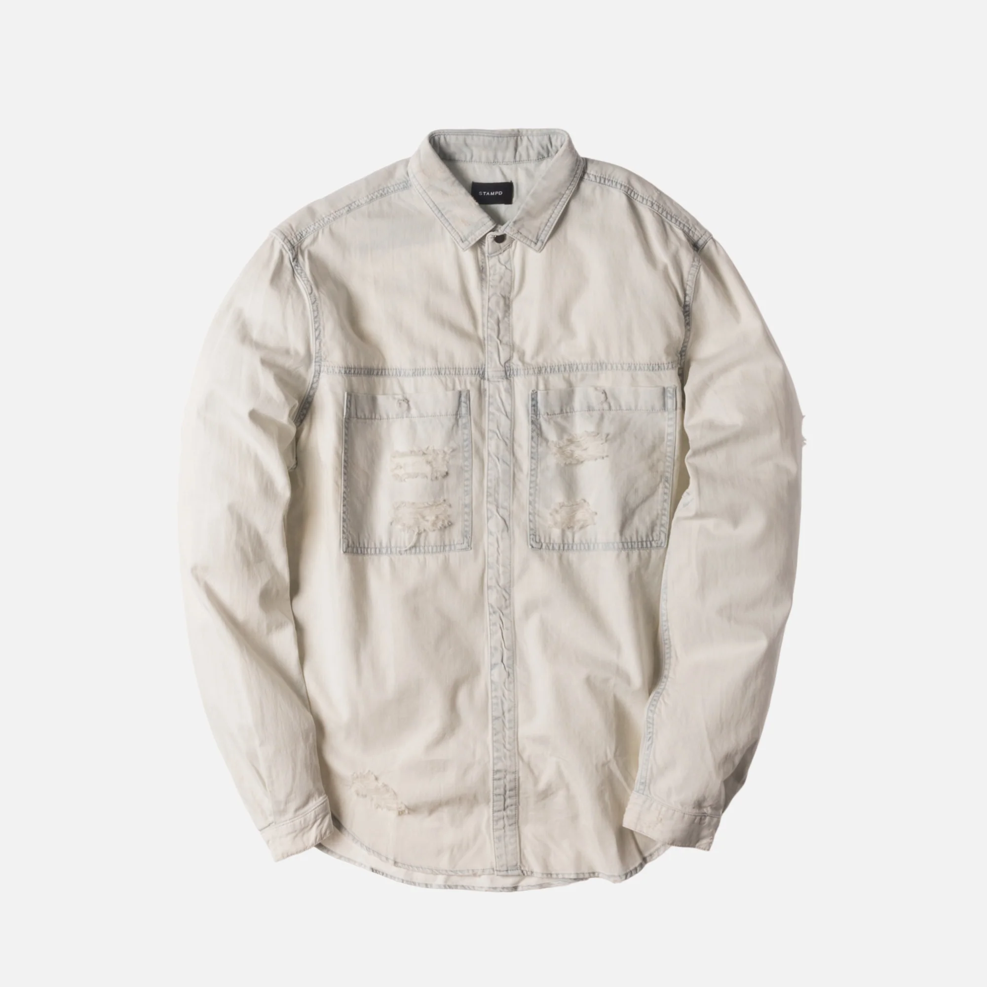 Distressed Against Denim Button-Up