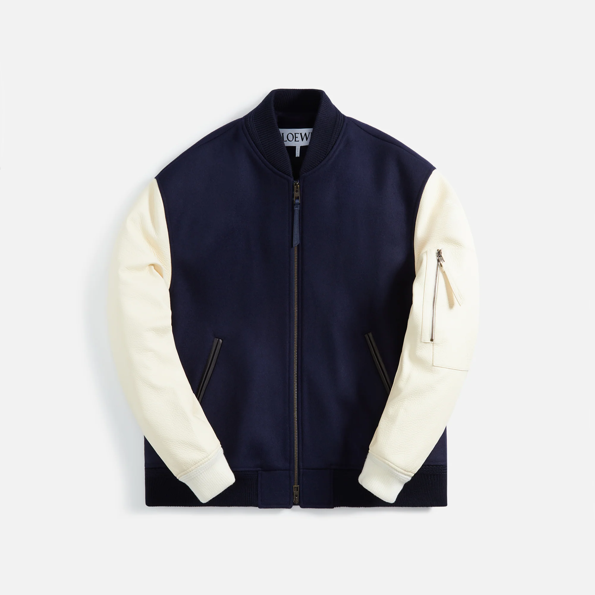 Leather Sleeve Bomber Jacket