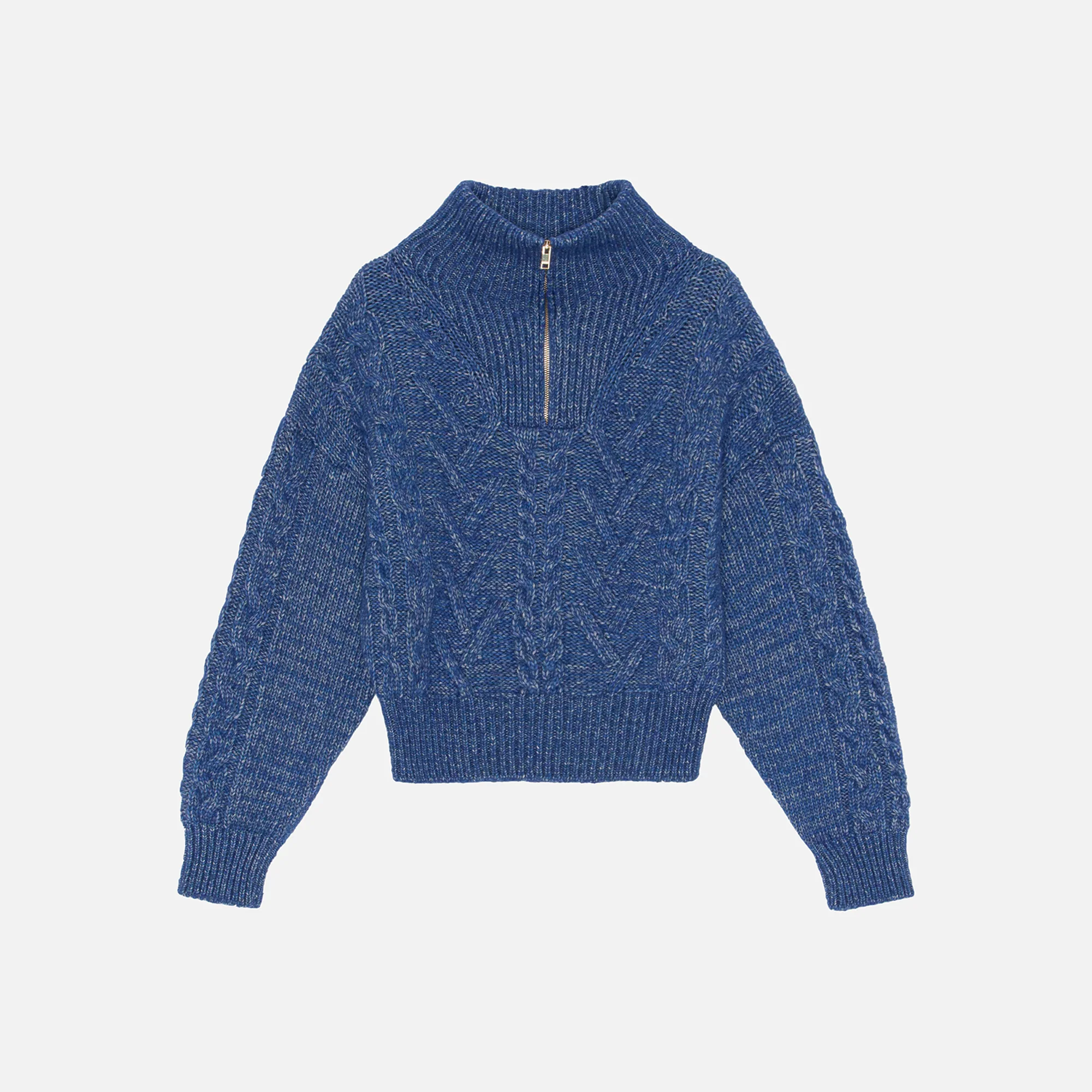 Chunky Cable Zipper Blouse