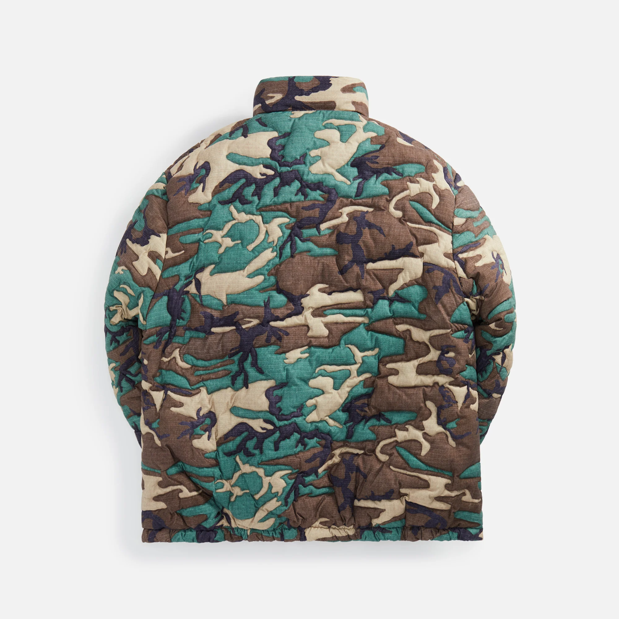 Unisex Camo Woven Quilt Puffer Coat