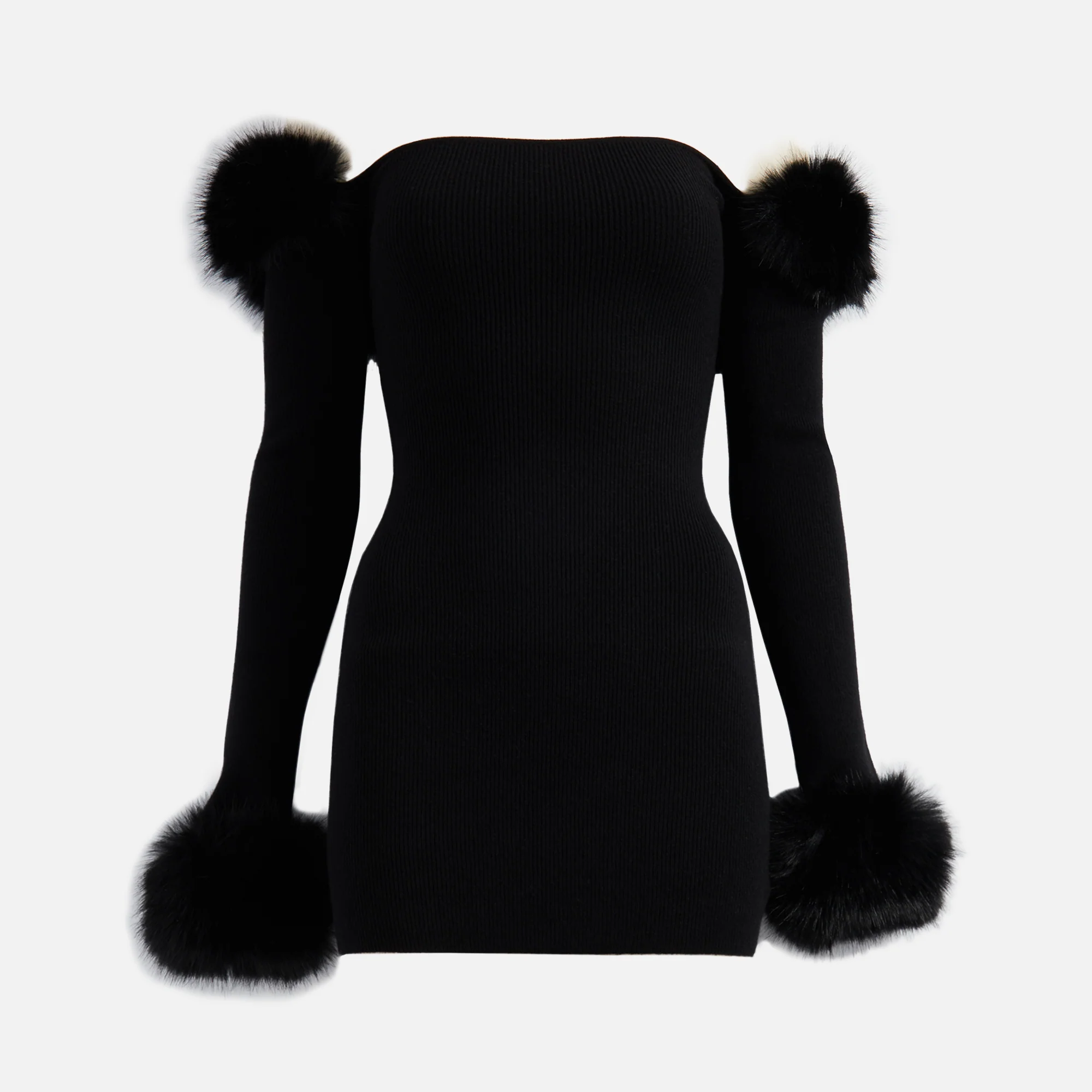 Faux Fur Off The Shoulder Mini Dress
