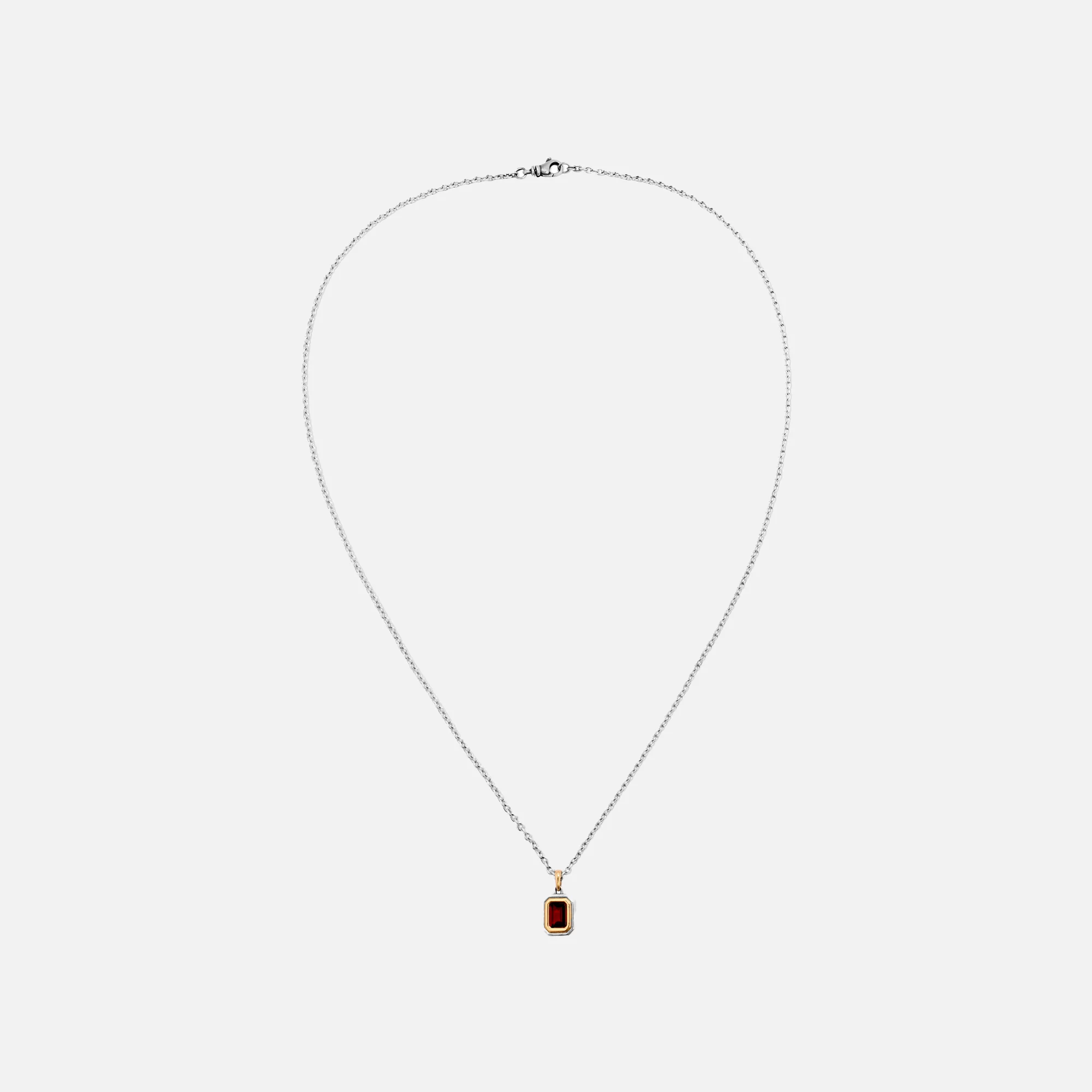 Equinox Charm Necklace in Silver and Yellow Gold With Garnet