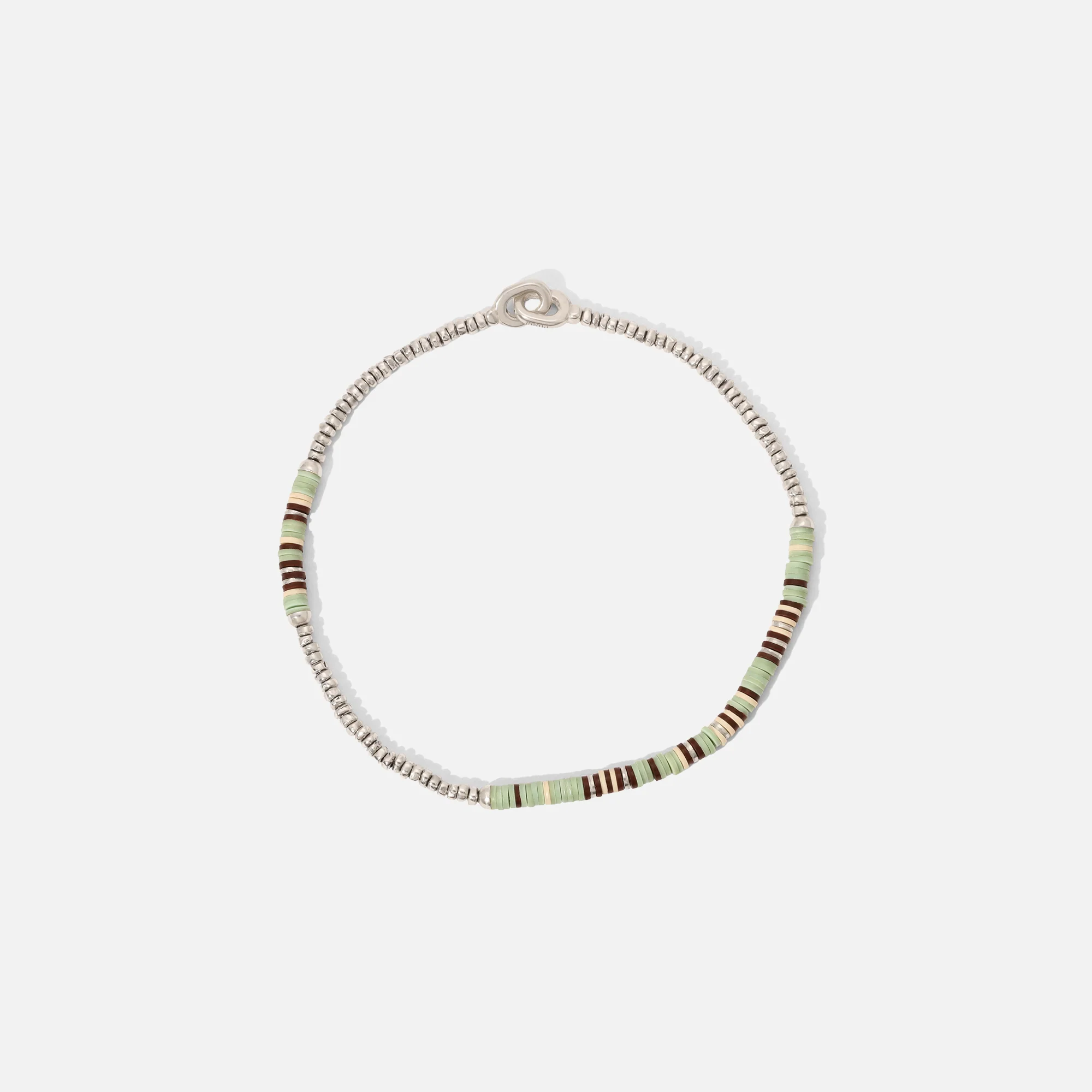 Shine #3 Bracelet in Turquoise Pattern Beads with Sterling Silver