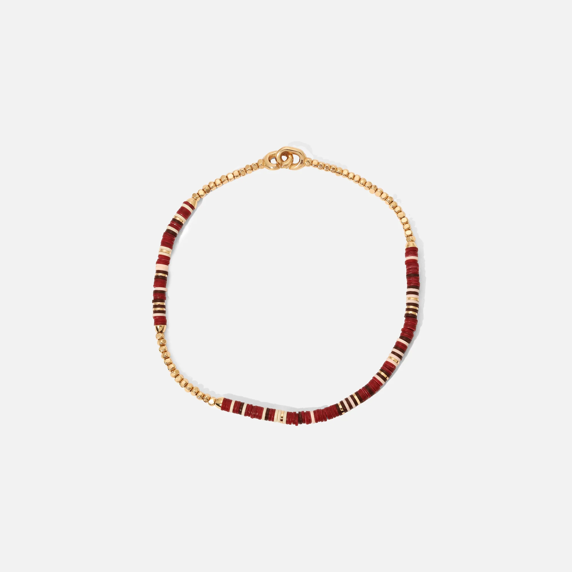 Shine #2 Bracelet in Wine Pattern Beads with 18k Yellow Gold