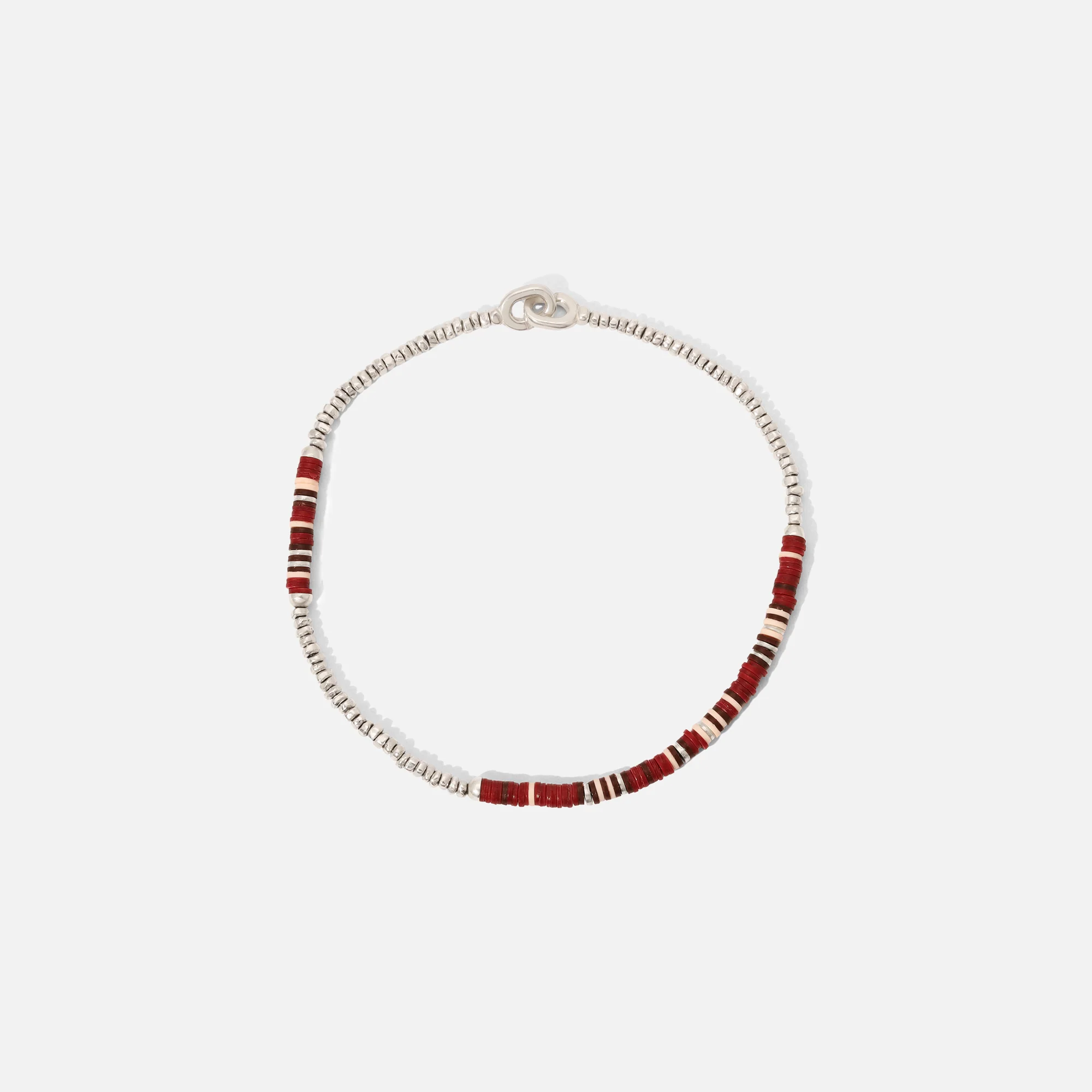 Shine #3 Bracelet in Wine Pattern Beads with Sterling Silver Beads