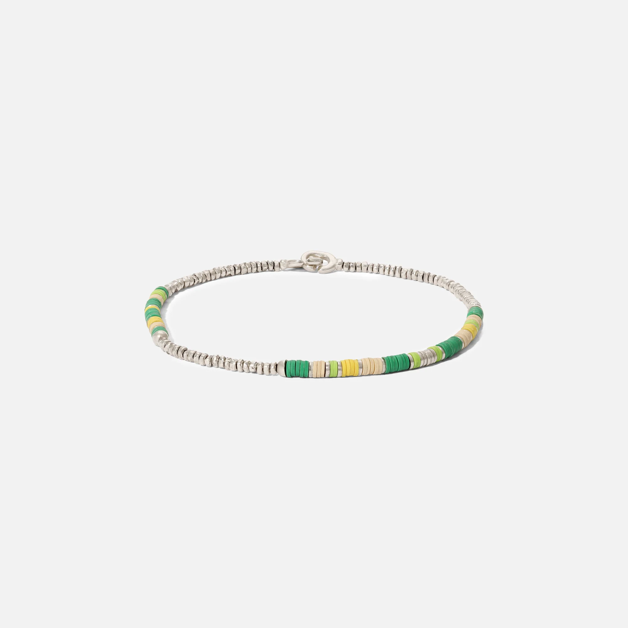 Shine #4 Bracelet Green Pattern Beads with Sterling Silver Beads
