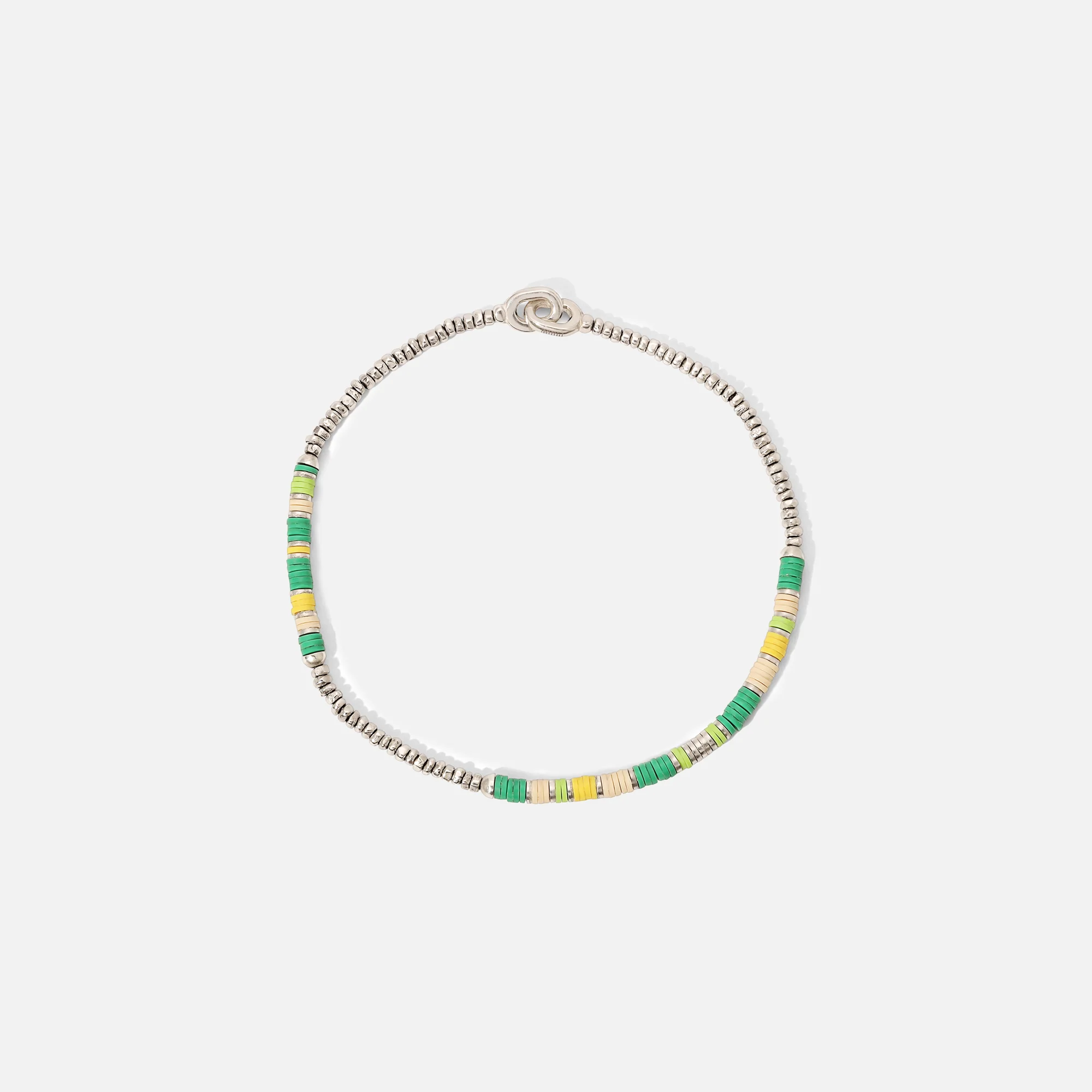 Shine #4 Bracelet Green Pattern Beads with Sterling Silver Beads