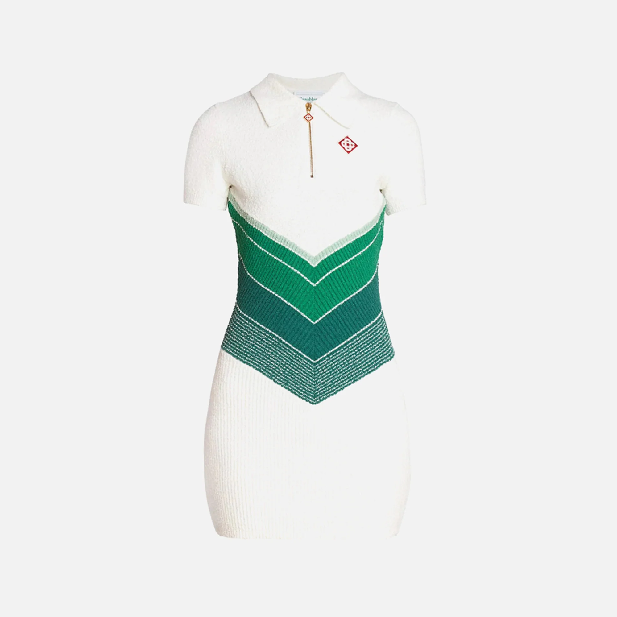 Chevron Gradient Boucle Polo Dress