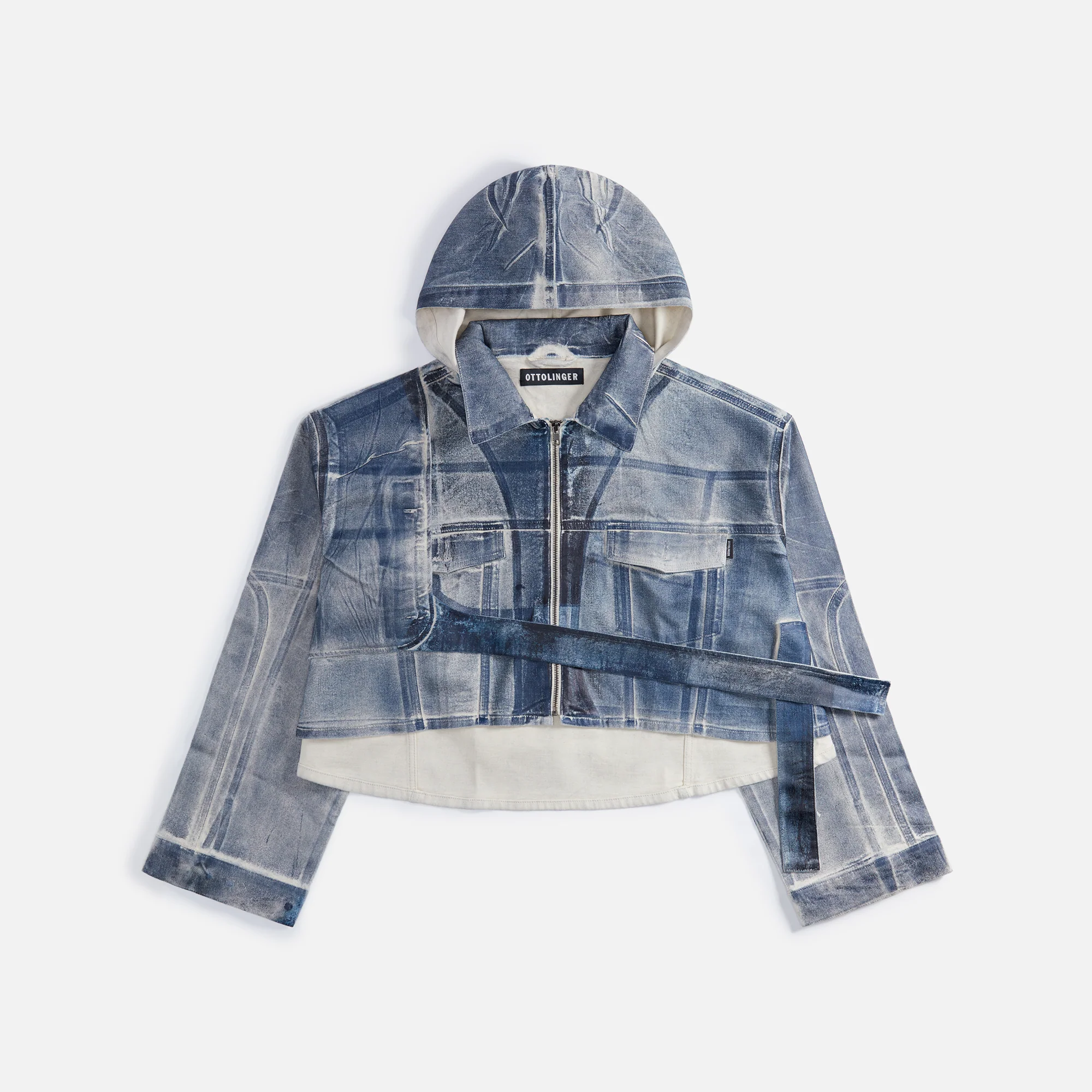 Cropped Belt Denim Jacket