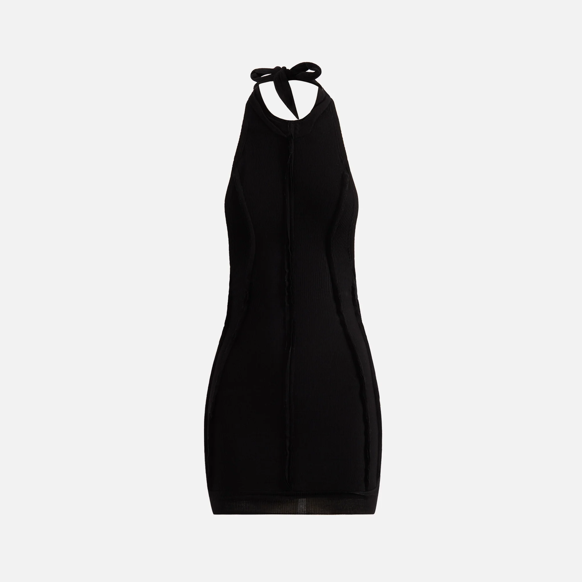 Open Seam Low Back Halter Dress