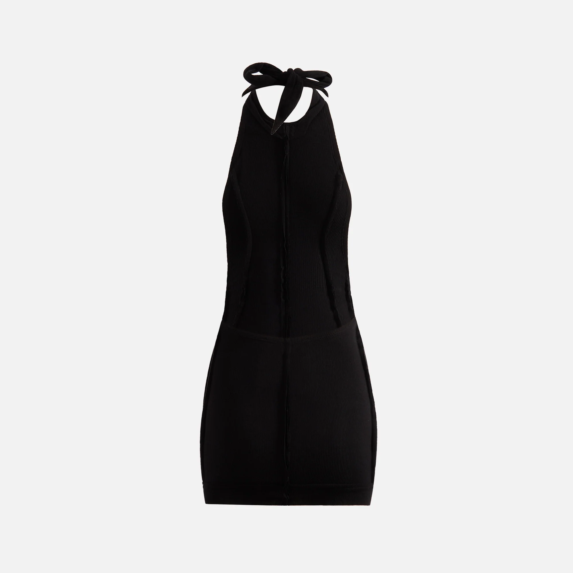 Open Seam Low Back Halter Dress