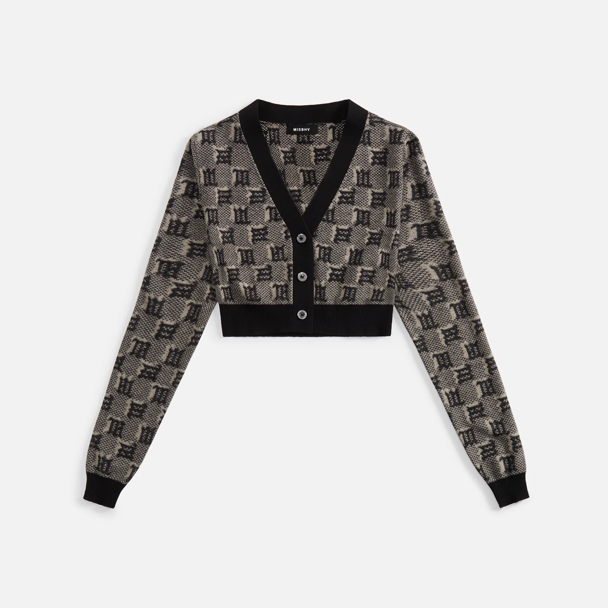 Silk Wool Knitted Monogram Cropped Cardigan