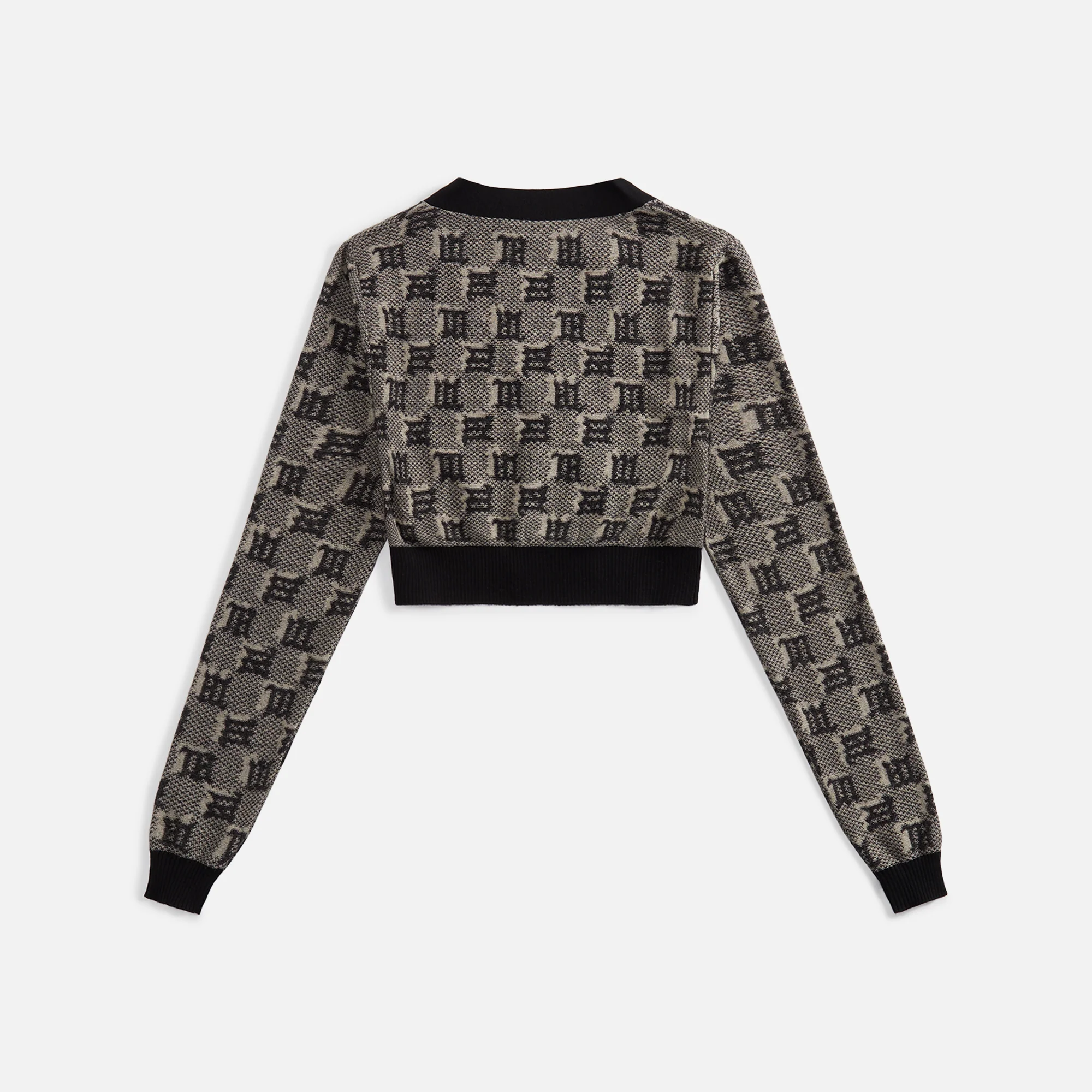 Silk Wool Knitted Monogram Cropped Cardigan