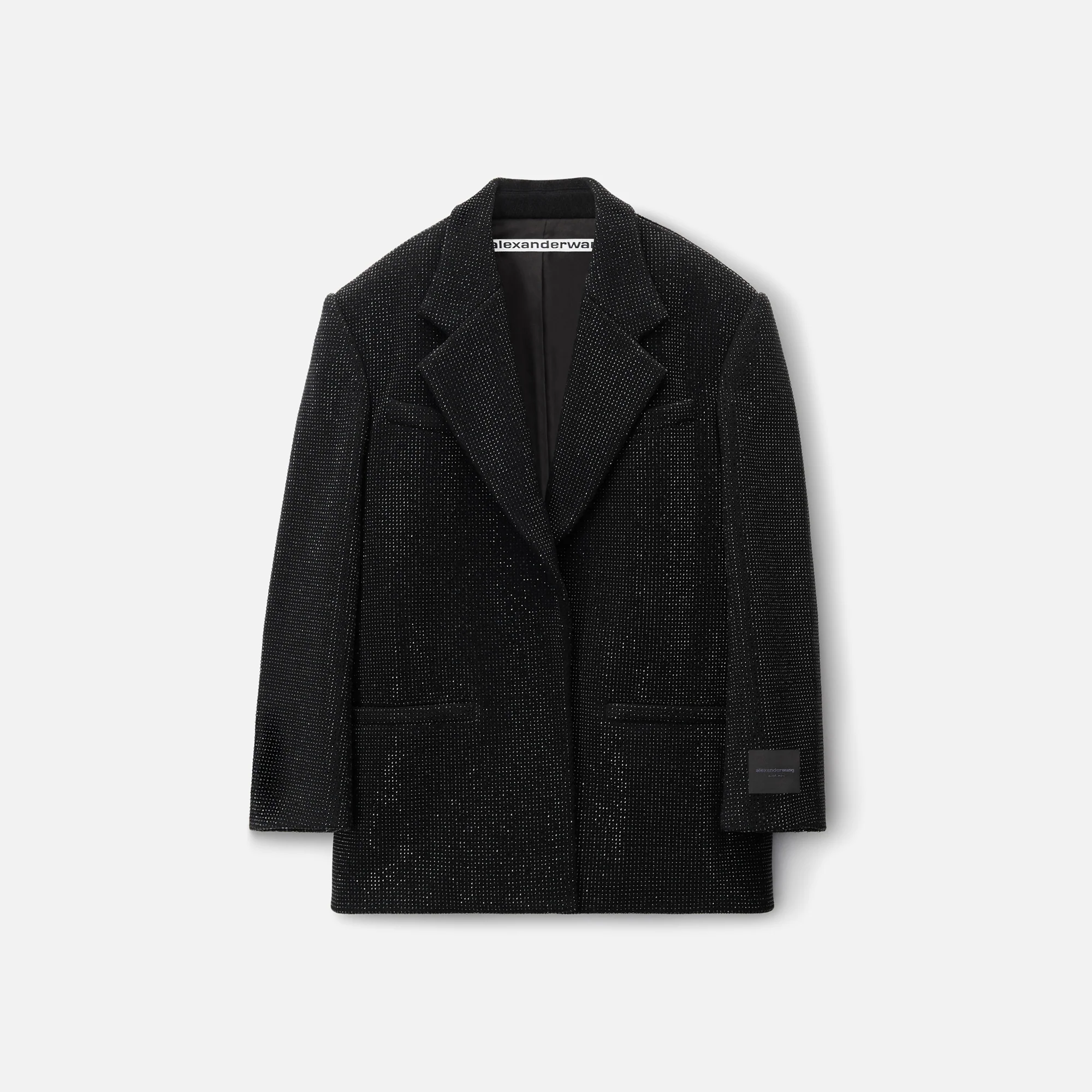 Boxy Tailored Jacket with Embellishments and Sleeve Label