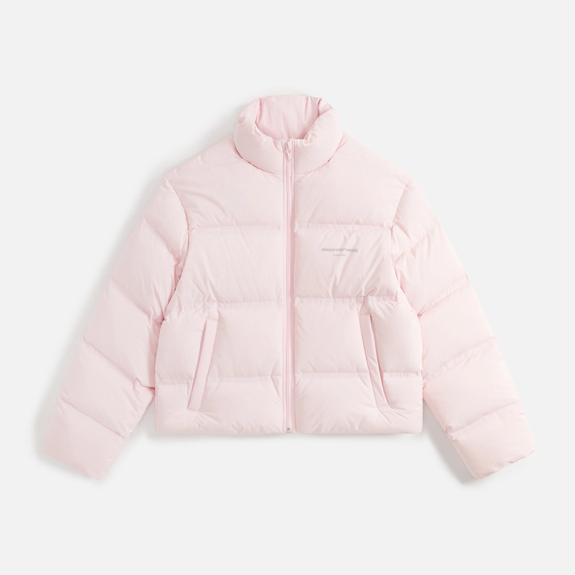 Jacquard Channel Cropped Puffer with Reflective Logo