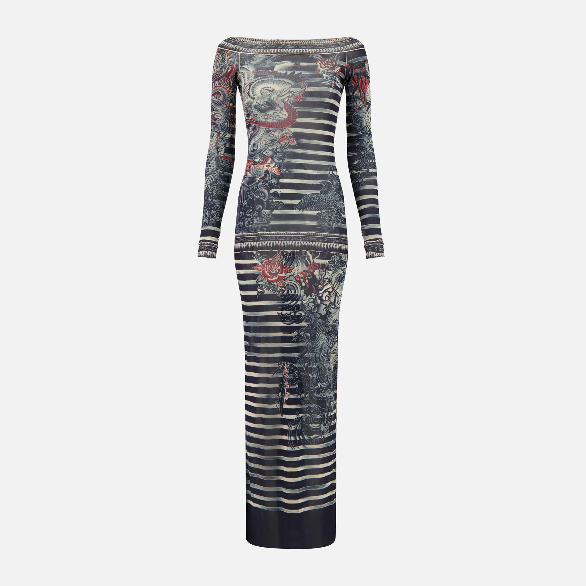 Long Boat Neck Dress with Long Sleeves