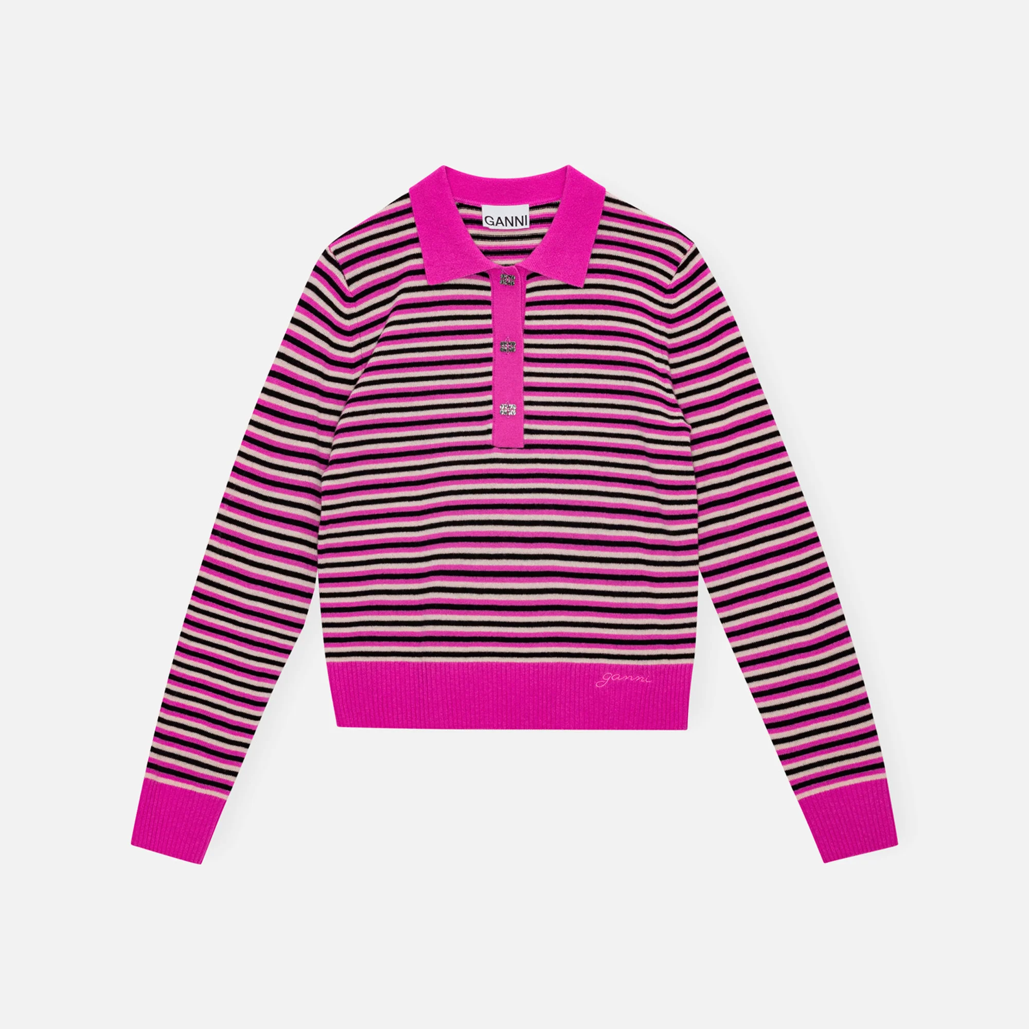 Cashmere Mix Long Sleeve Polo