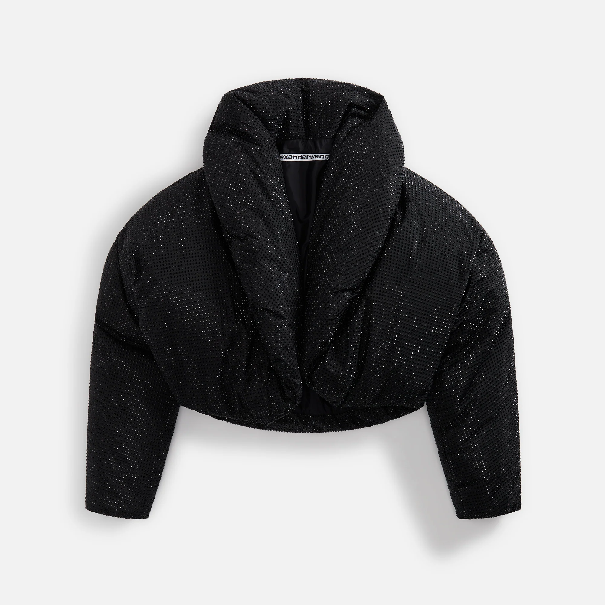 Cropped Puffer Jacket with Allover Crystal Hotfix