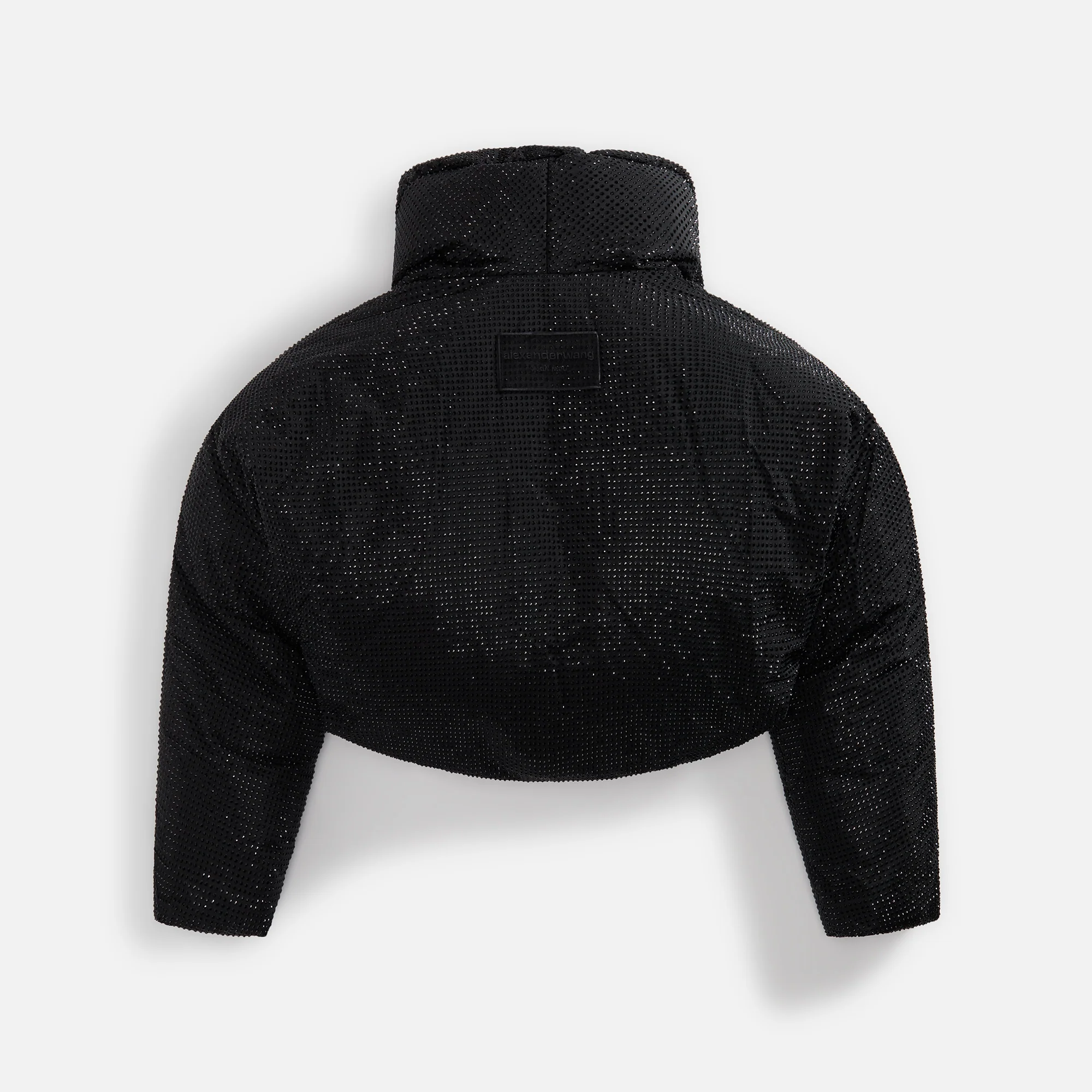 Cropped Puffer Jacket with Allover Crystal Hotfix