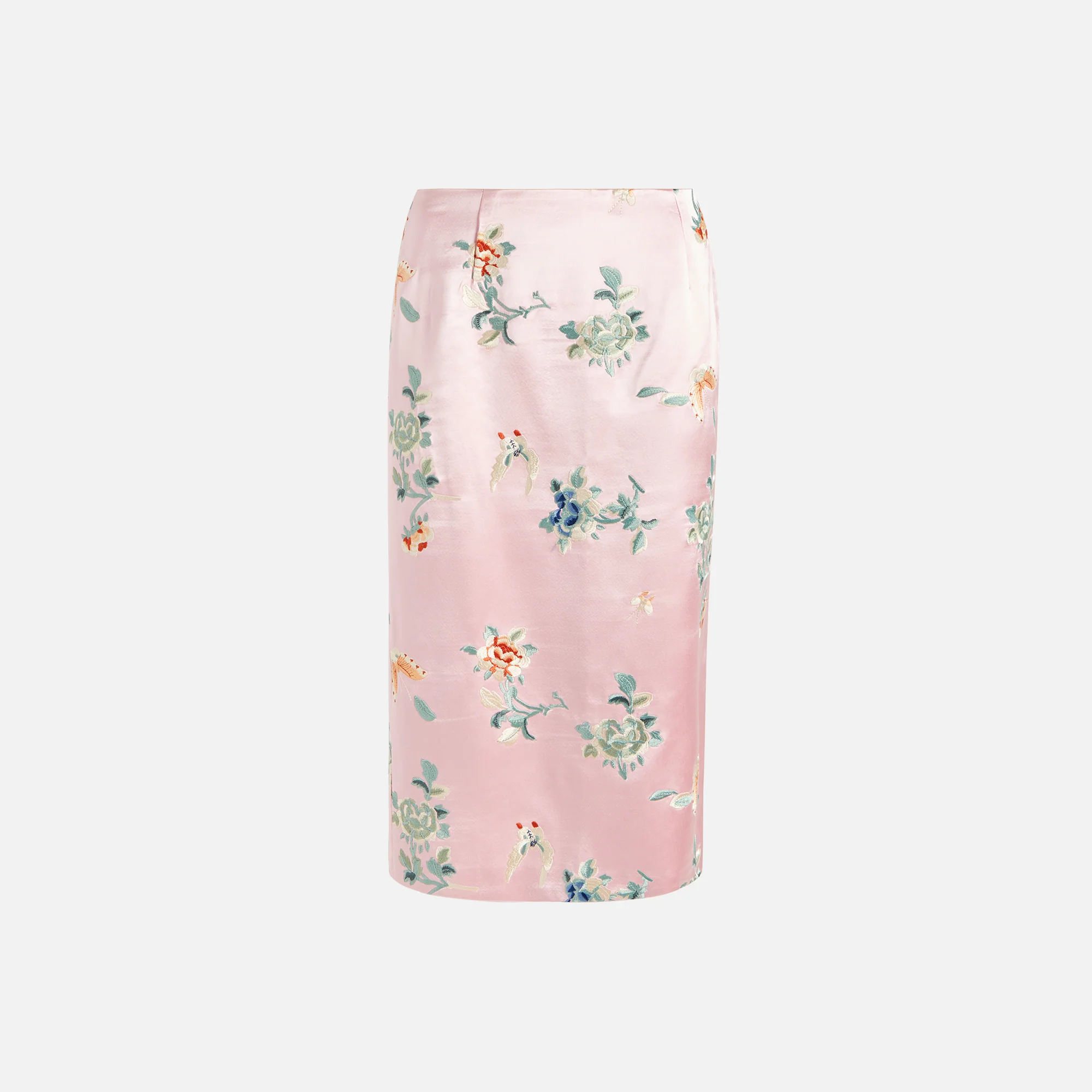 Silk Embroidered Pencil Skirt