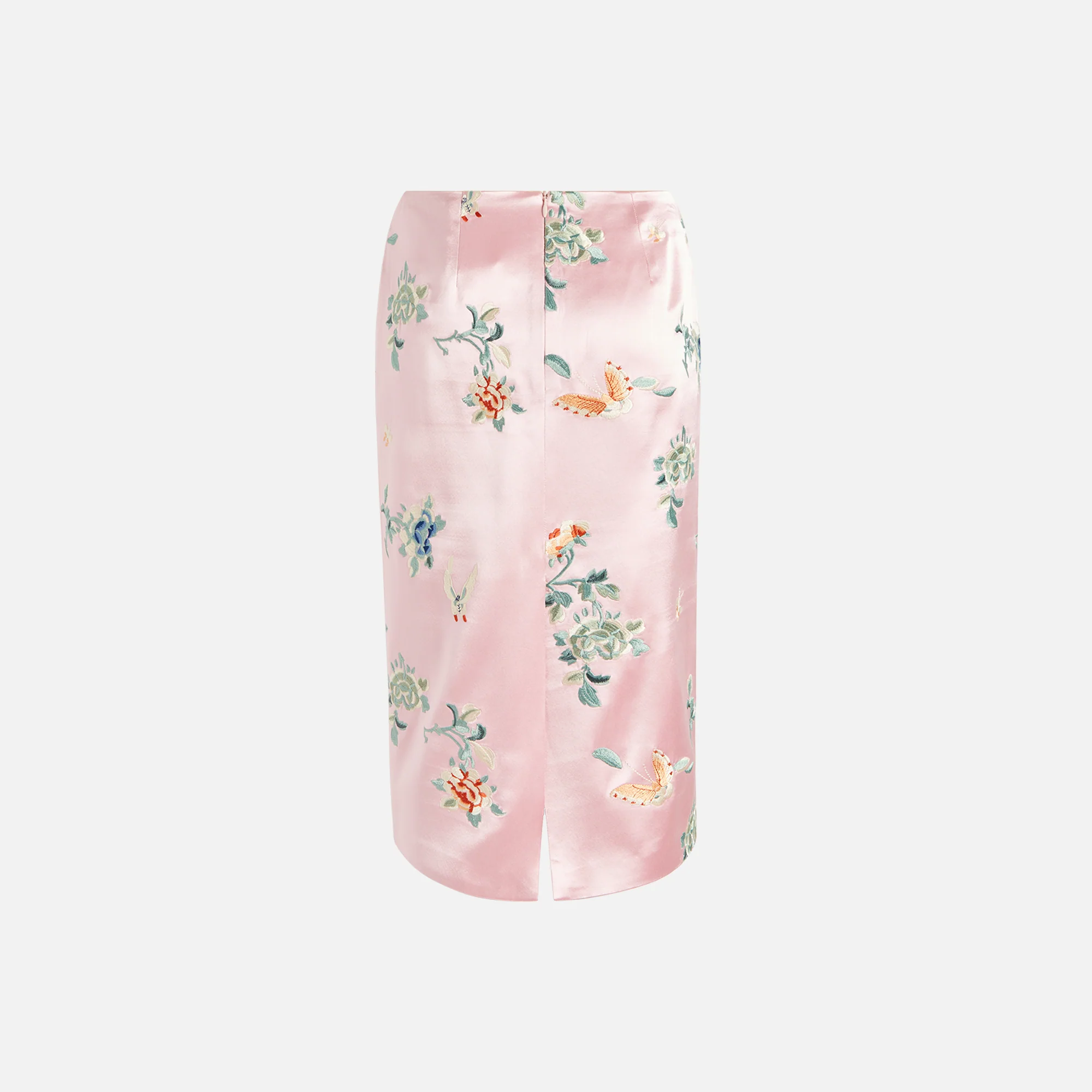 Silk Embroidered Pencil Skirt
