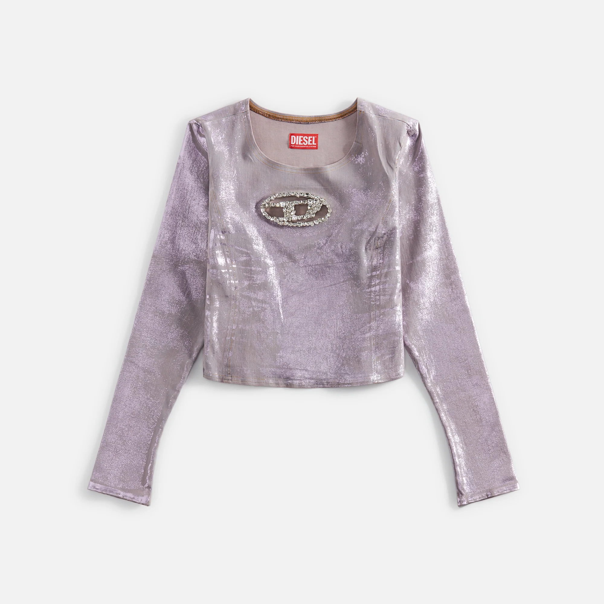 Logo Long Sleeve Denim Top