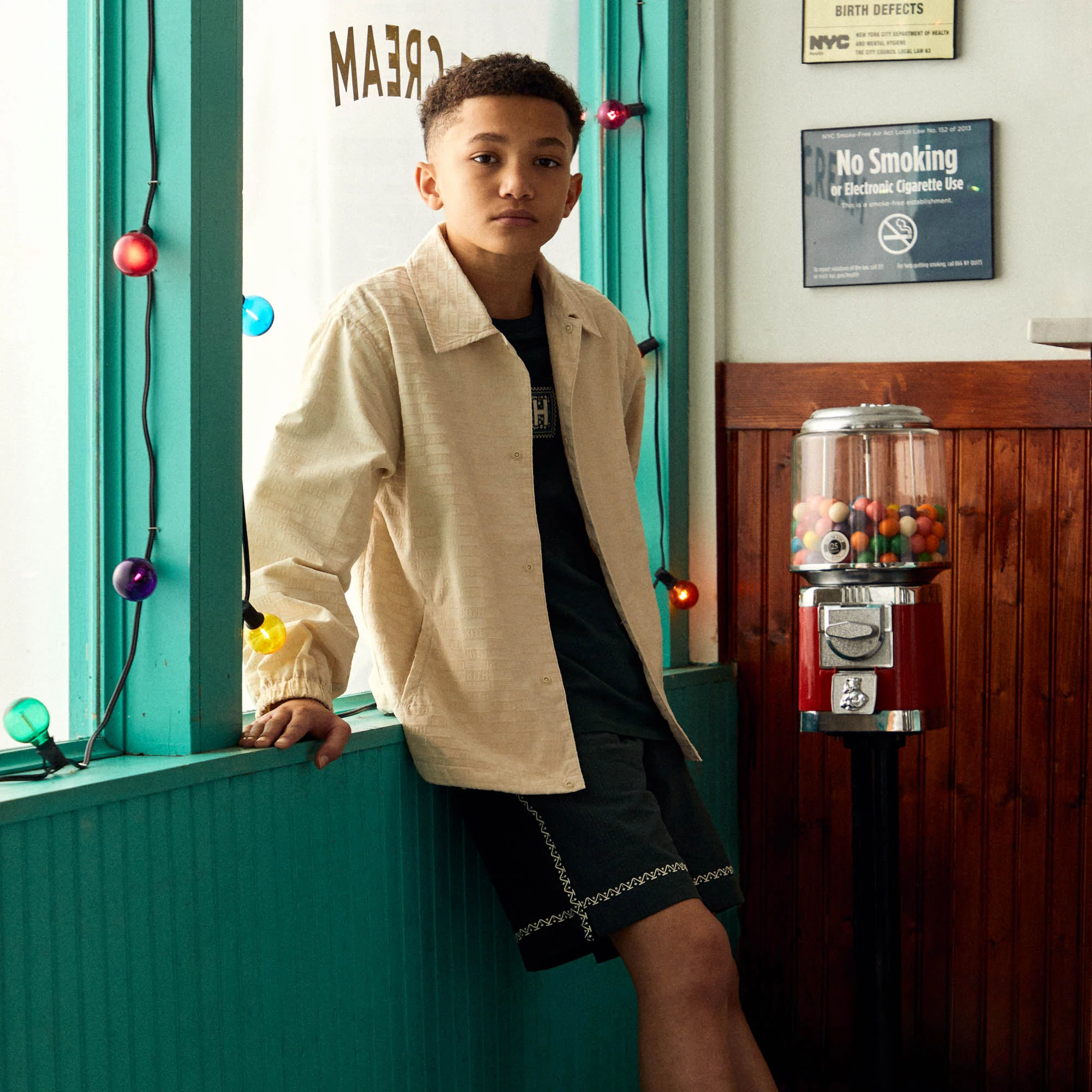 Kith Kids Flocked Monogram Coaches Jacket