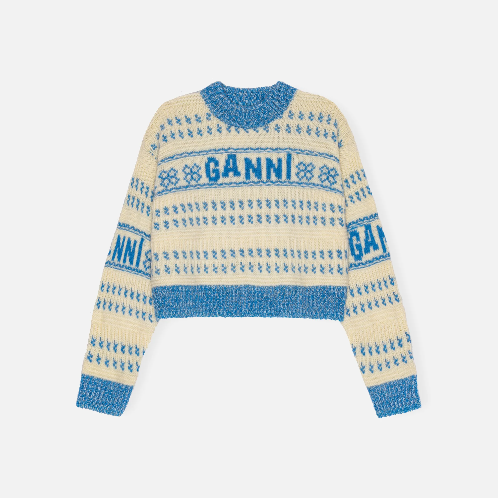Graphic Lambswool Cropped O-Neck