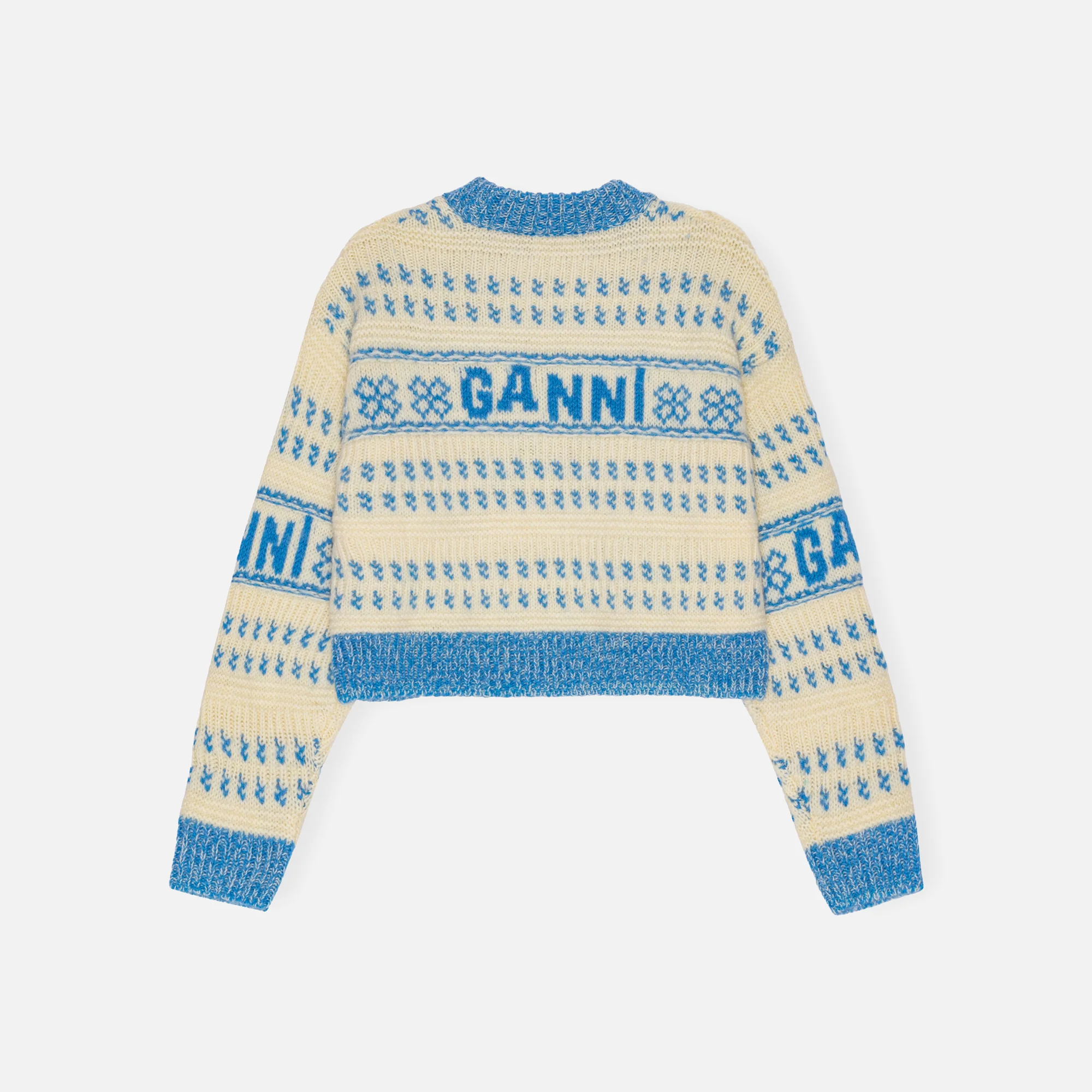 Graphic Lambswool Cropped O-Neck