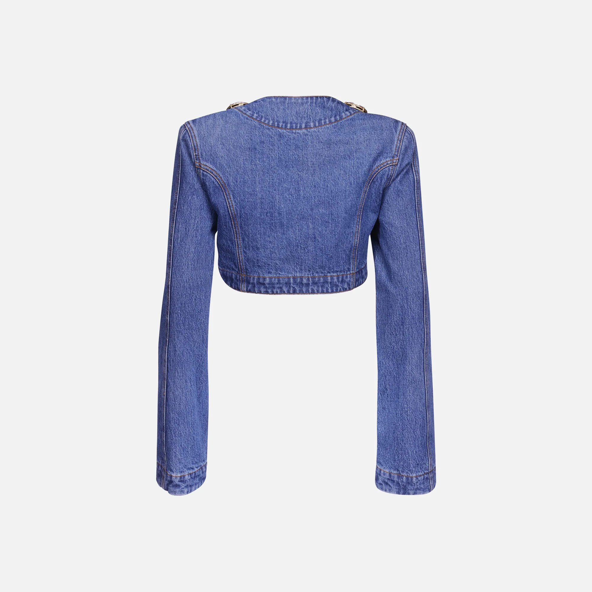 Jumbo Crystal Denim Cropped Blazer