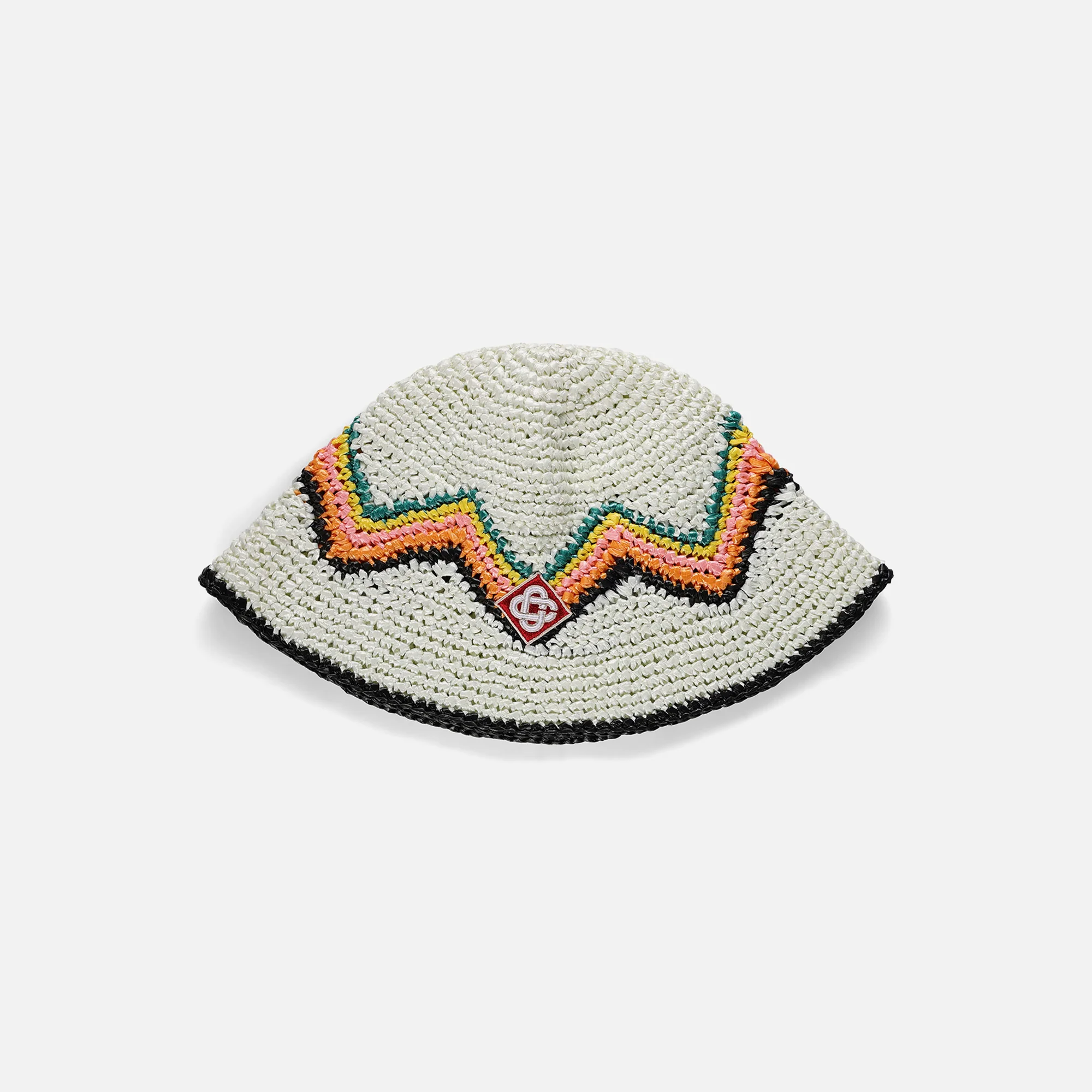 Zig Zag Raffia Knit Crochet Bucket Hat